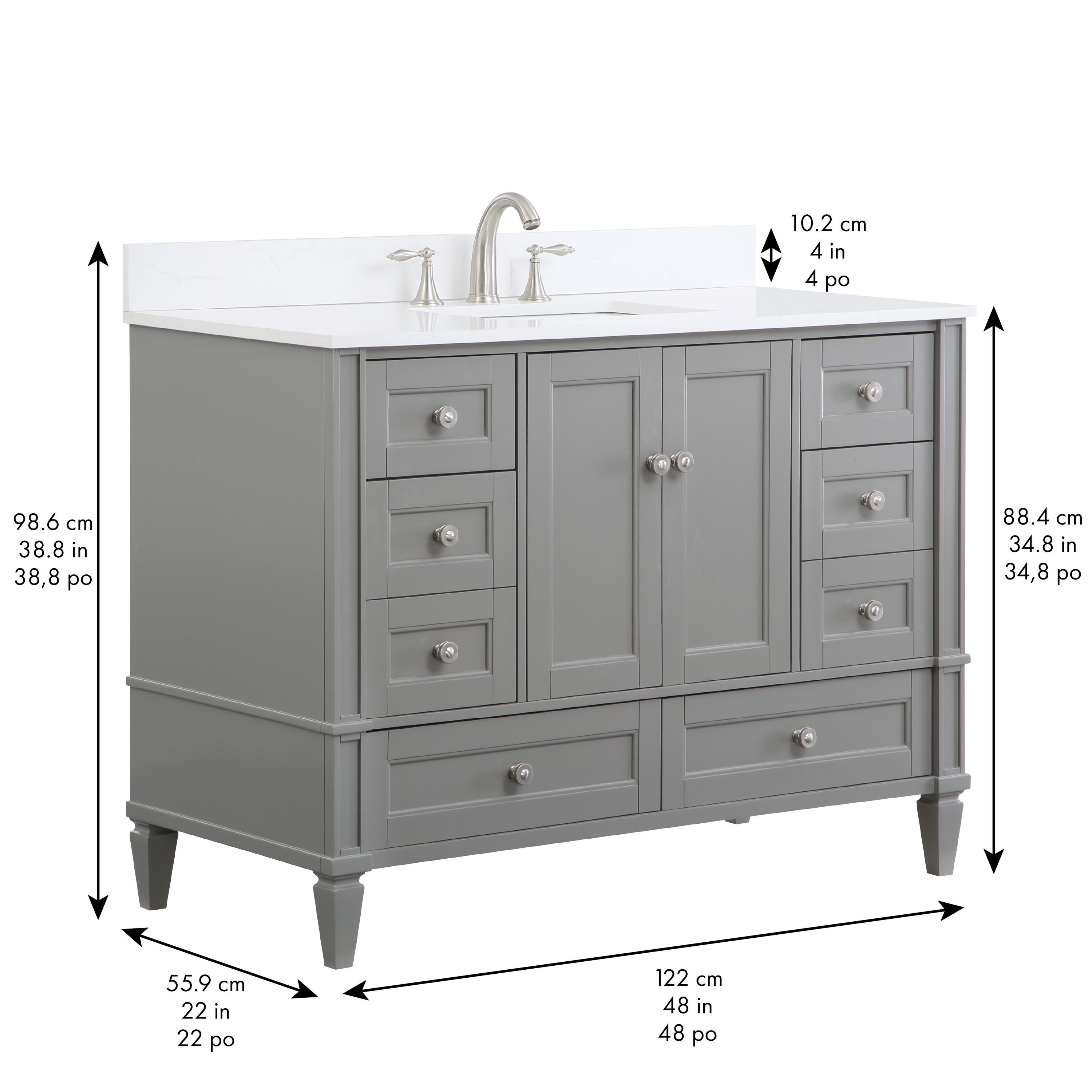 Northridge Home Herrington 48-in Gray Undermount Single Sink Bathroom ...