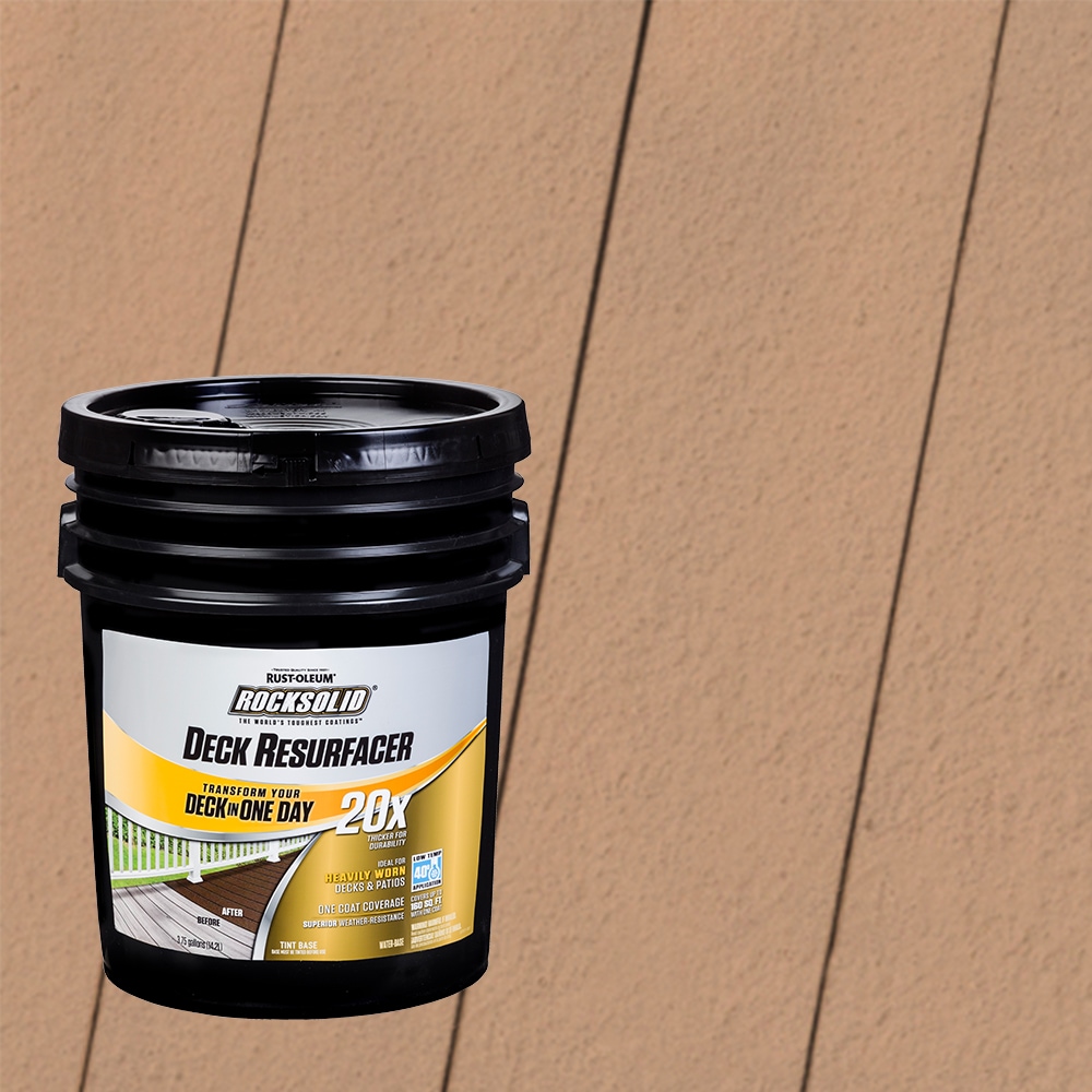 Rust-Oleum 319559T RockSolid 20X Deck Resurfacer Pre-Tinted Buckskin Solid Exterior Wood Stain and Sealer in One ( 4-gallon )