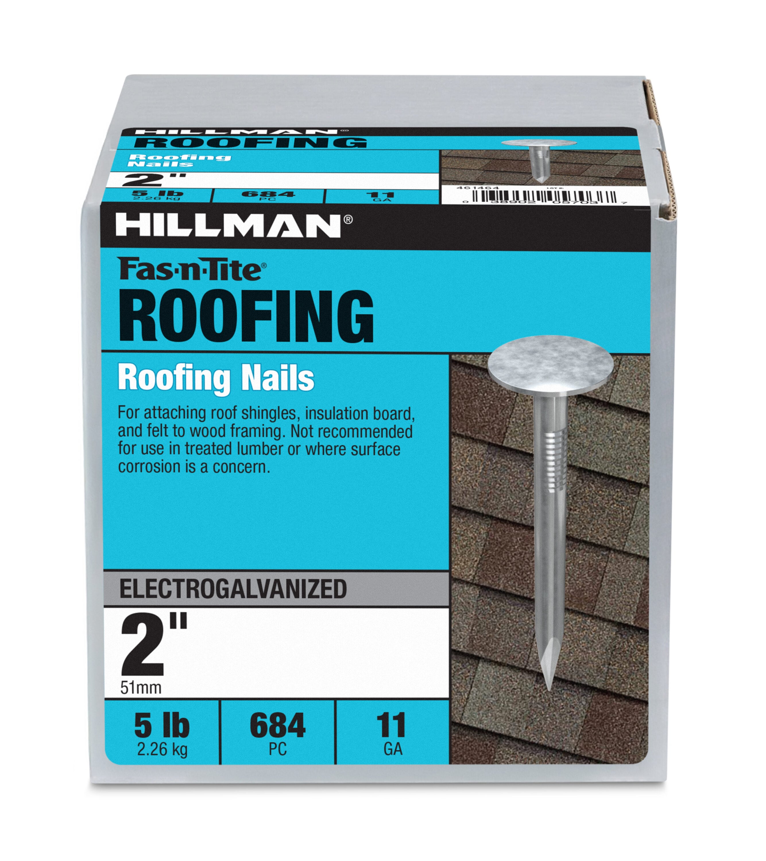 Fas-n-Tite 461464 2-in Smooth Shank Electro-galvanized Roofing Nails 684 -Per Box