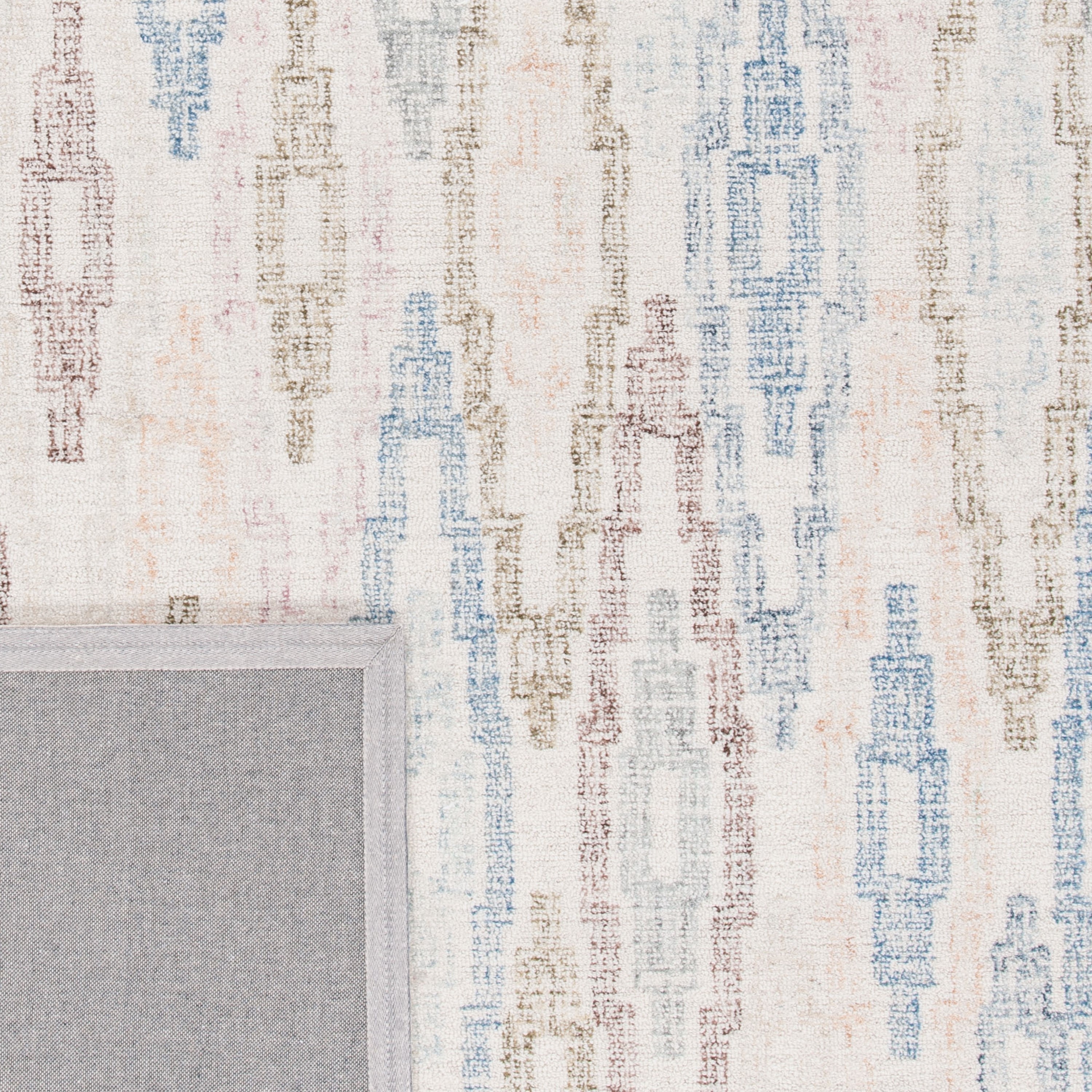 Bryanne Ivory and Blue Hand-Tufted Wool Area Rug, 4' x 6'