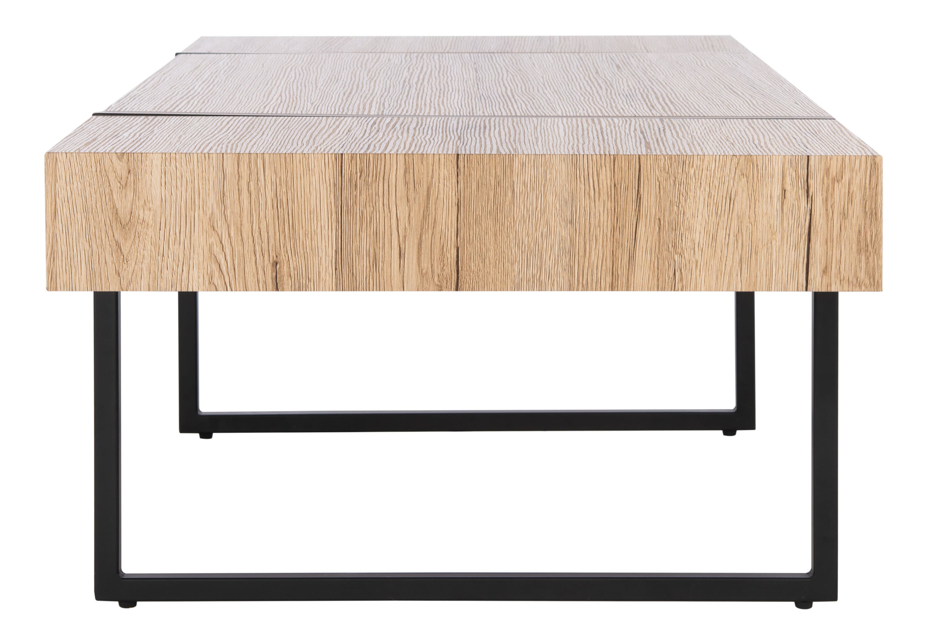 Tristan Natural Black 48" Rectangular Wood Metal Coffee Table