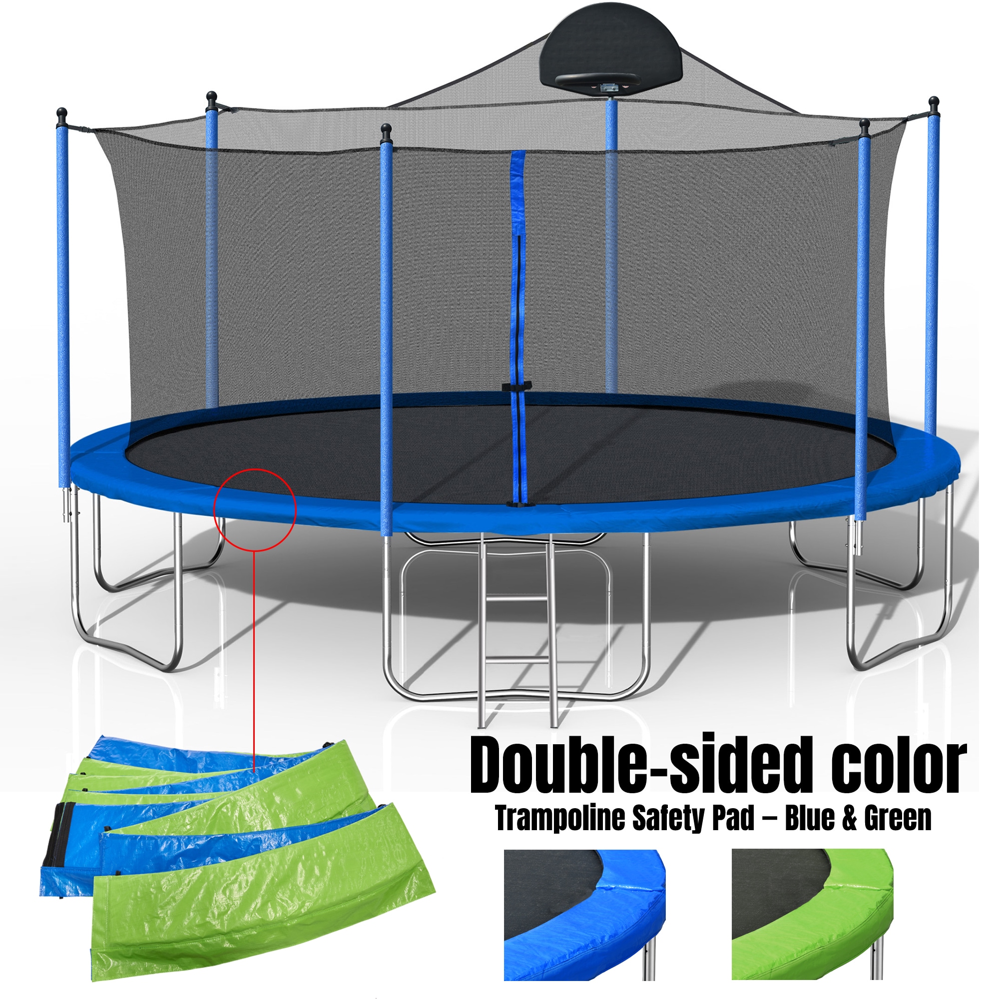 Kahomvis Trampolines 13.84-ft Round Backyard in Black in the ...