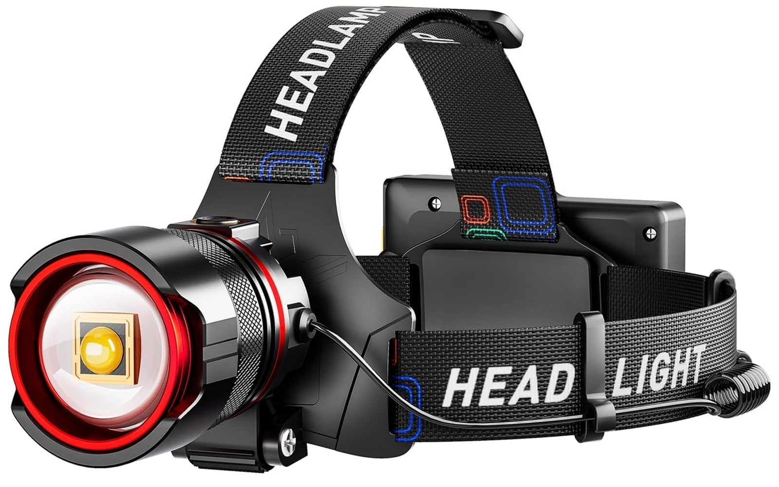Vrbgify Rechargeable Headlamp 99000 Lumens Super Bright LED Headlight with Motion Sensor 12 Modes IPX7 Waterproof 125 Degree Adjustable Zoomable for Camping Running 1 Piece #LVG0427P10