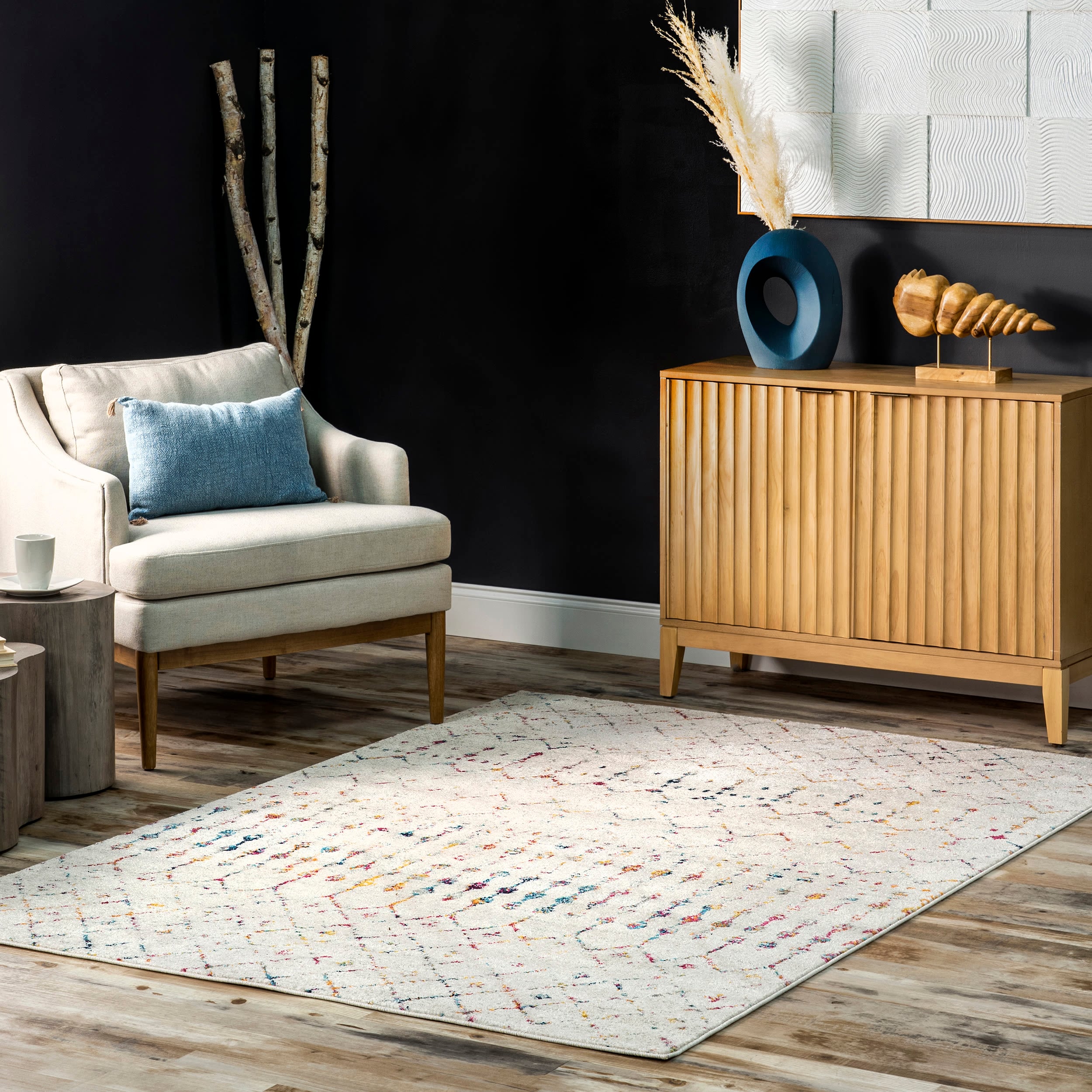nuLOOM RZBD16E-203 Blythe 2 x 3 (ft) Loomed Polypropylene Light Multi Rectangular Indoor Trellis Area rug