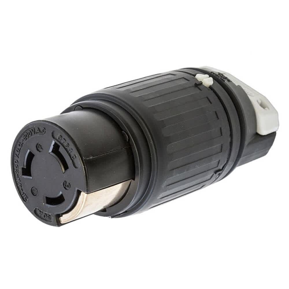 Hubbell  Wiring Device-Kellems Locking Connector Non-NEMA 50 A 250V DC/600V AC Three Phase 3 Pole Screw Terminals Black