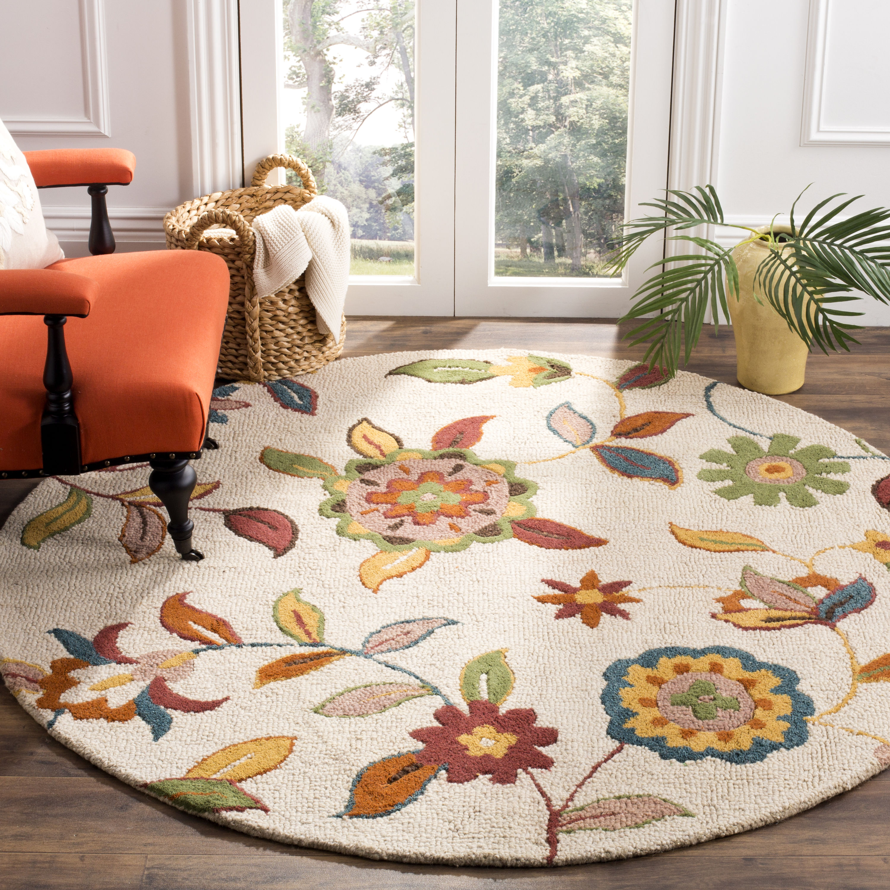 Safavieh Blossom Adell 6 X 6 (ft) Wool Beige Round Indoor Floral/Botanical  Farmhouse/Cottage Area Rug in the Rugs department at