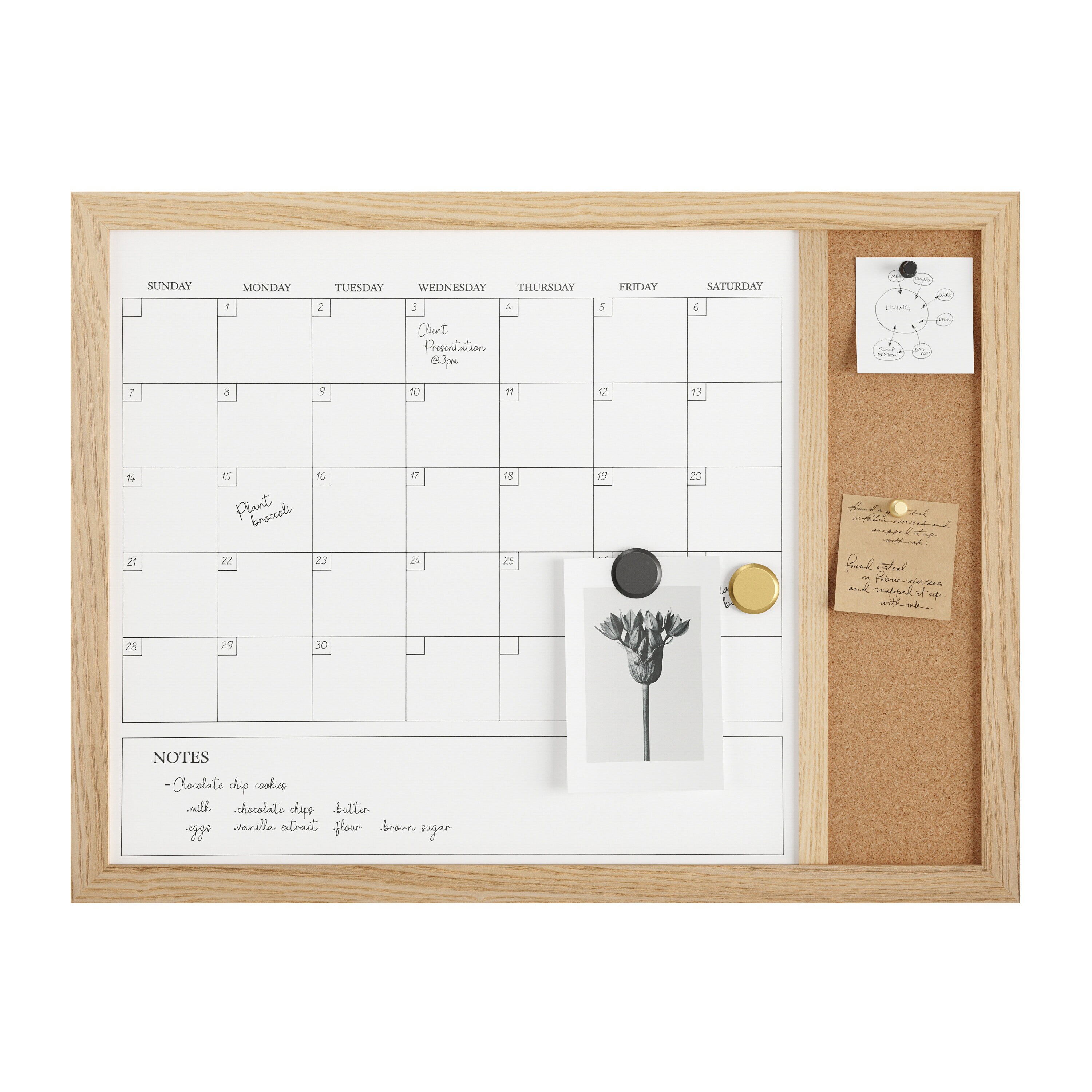 Martha Stewart Everette 24-inx18-in Magnetic Dry Erase Monthly Calendar ...