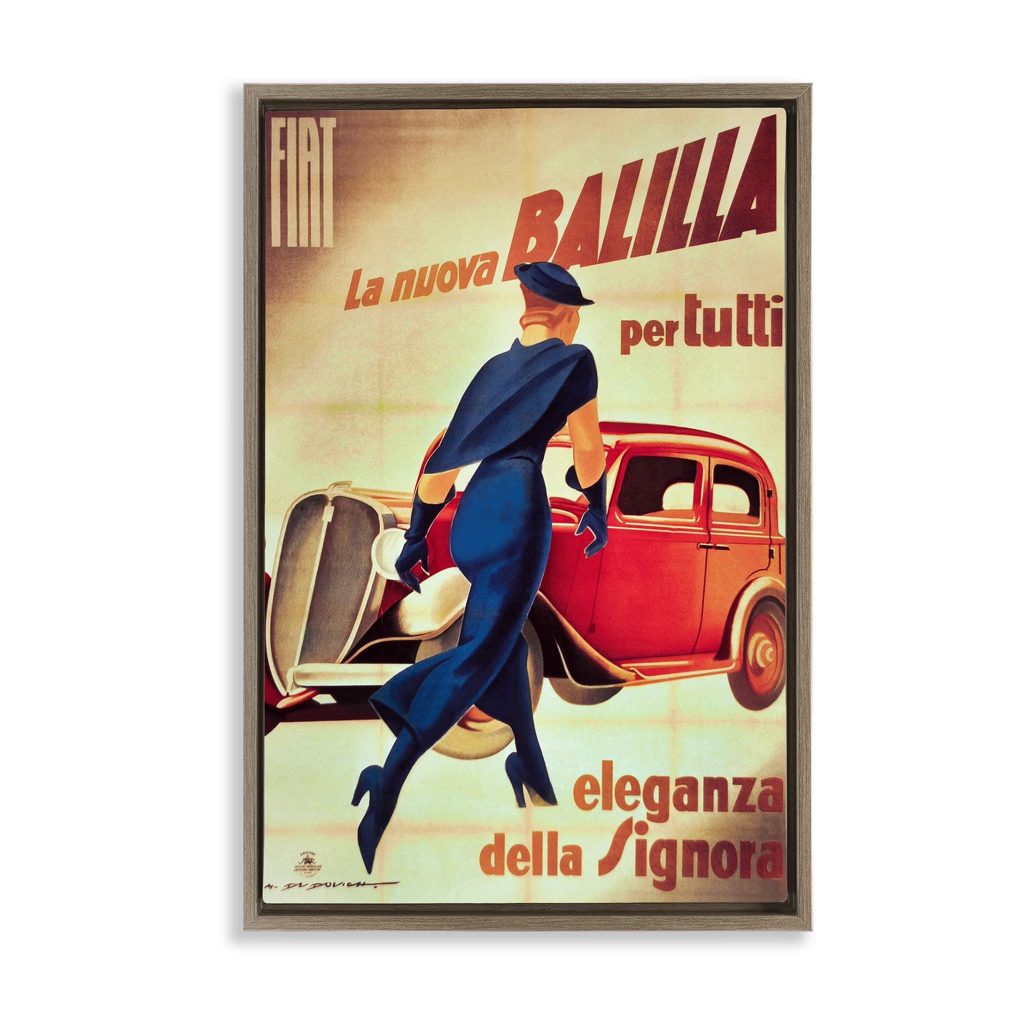 Stupell Industries BT-289-FFE-16X24 Antique Vehicle and Woman Advertisement Brown Framed Floater Canvas Wall Art By Marcus Jules 17 x 25