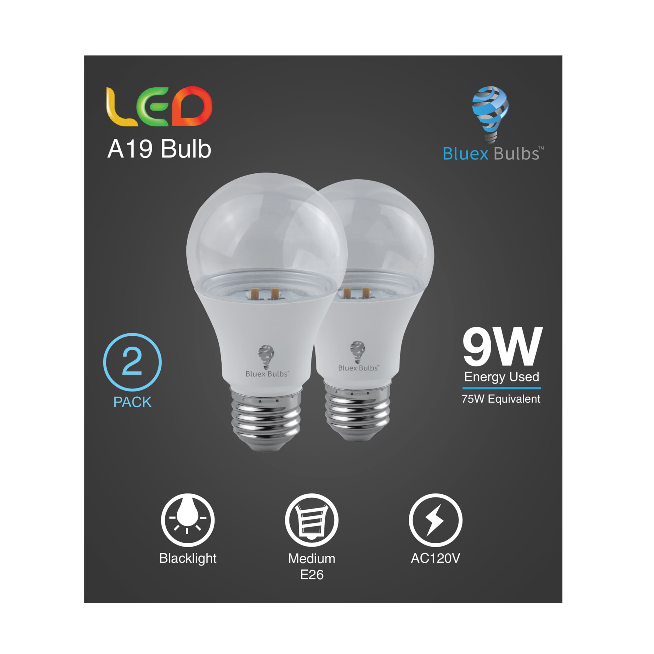 bluex bulbs 2 pack bluex led a19 light bulb