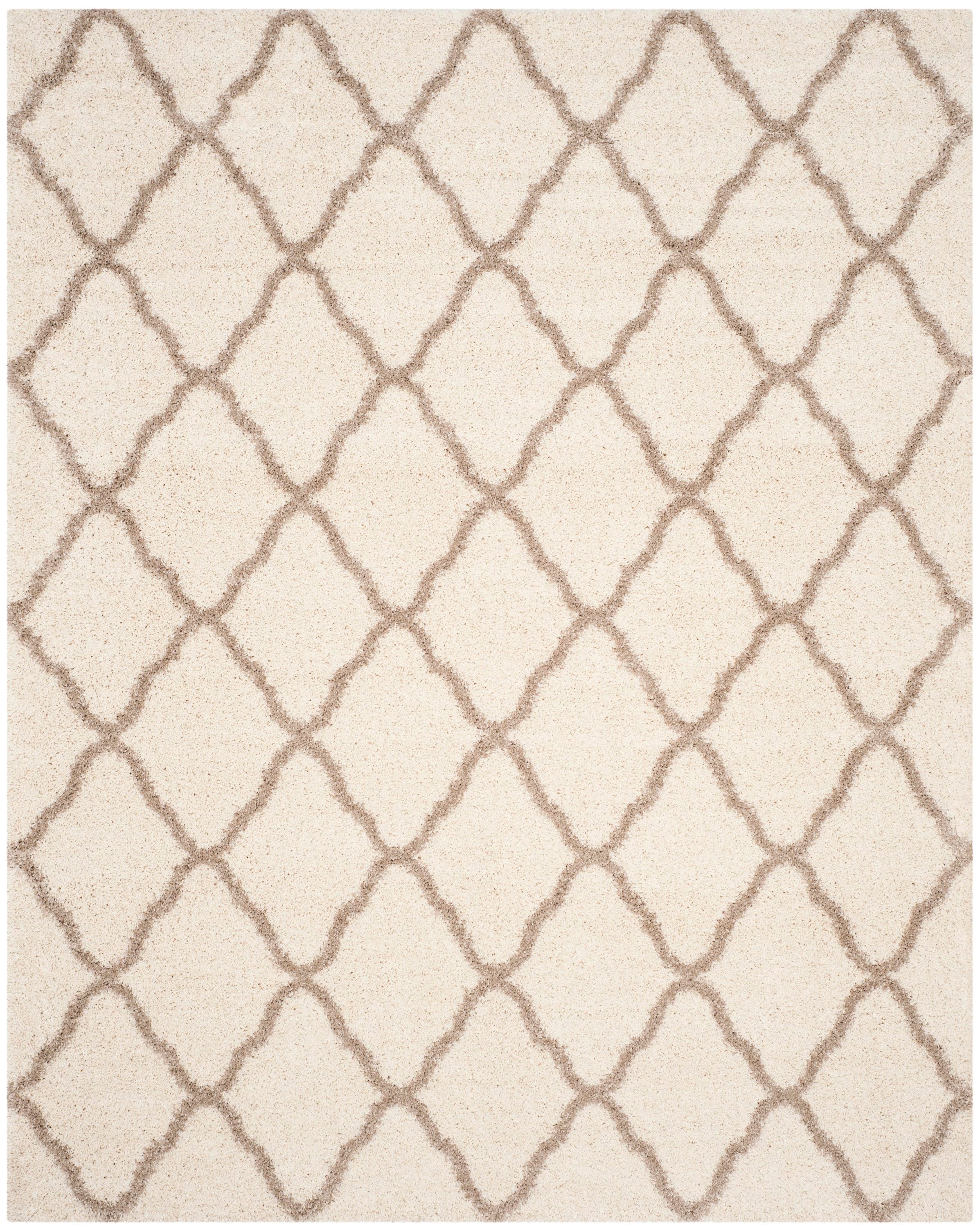 Safavieh SGH283D-6 Hudson Sabine Shag 6 x 9 (ft) Loomed Polypropylene Ivory/Beige Rectangular Indoor Trellis Area rug