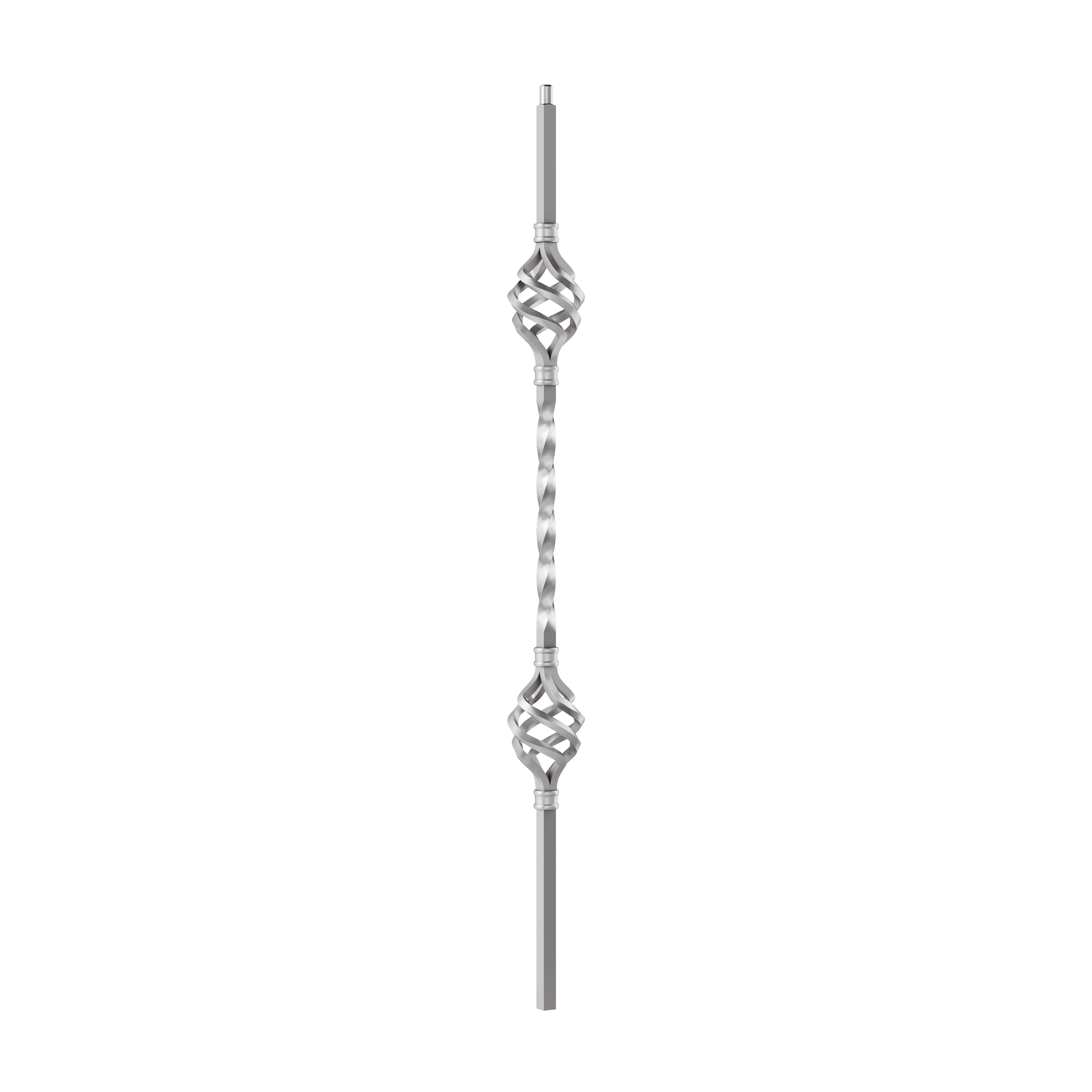 Crown Heritage 4583122AG44 44-in x 2.375-in Ash Gray Aluminum Pin Top Double Basket Stair Baluster