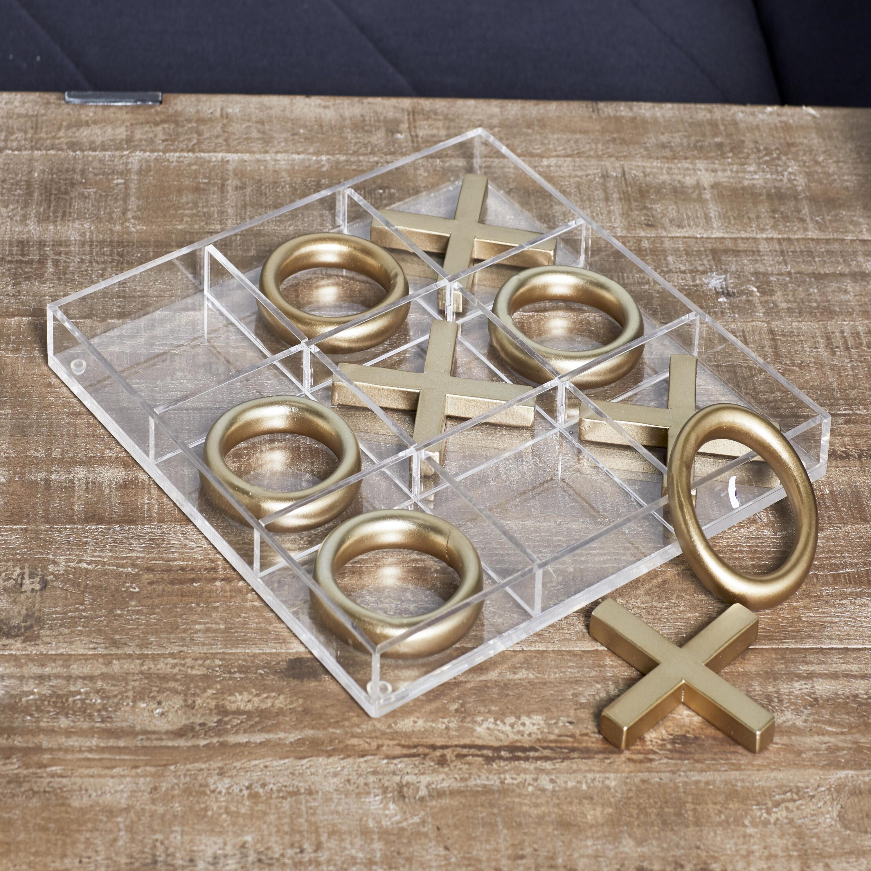 12" Gold and Clear Acrylic Tic Tac Toe Set