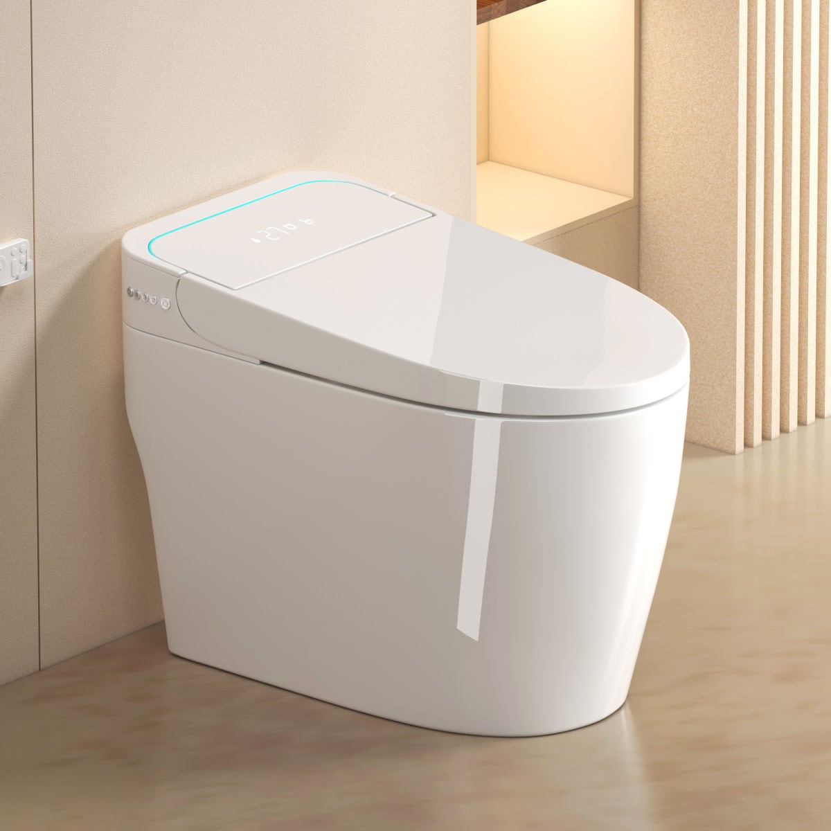 Wooakway - Unique One Piece Smart Toilet Auto Open Close Siphonic Jet Flush Backup Battery Multip...