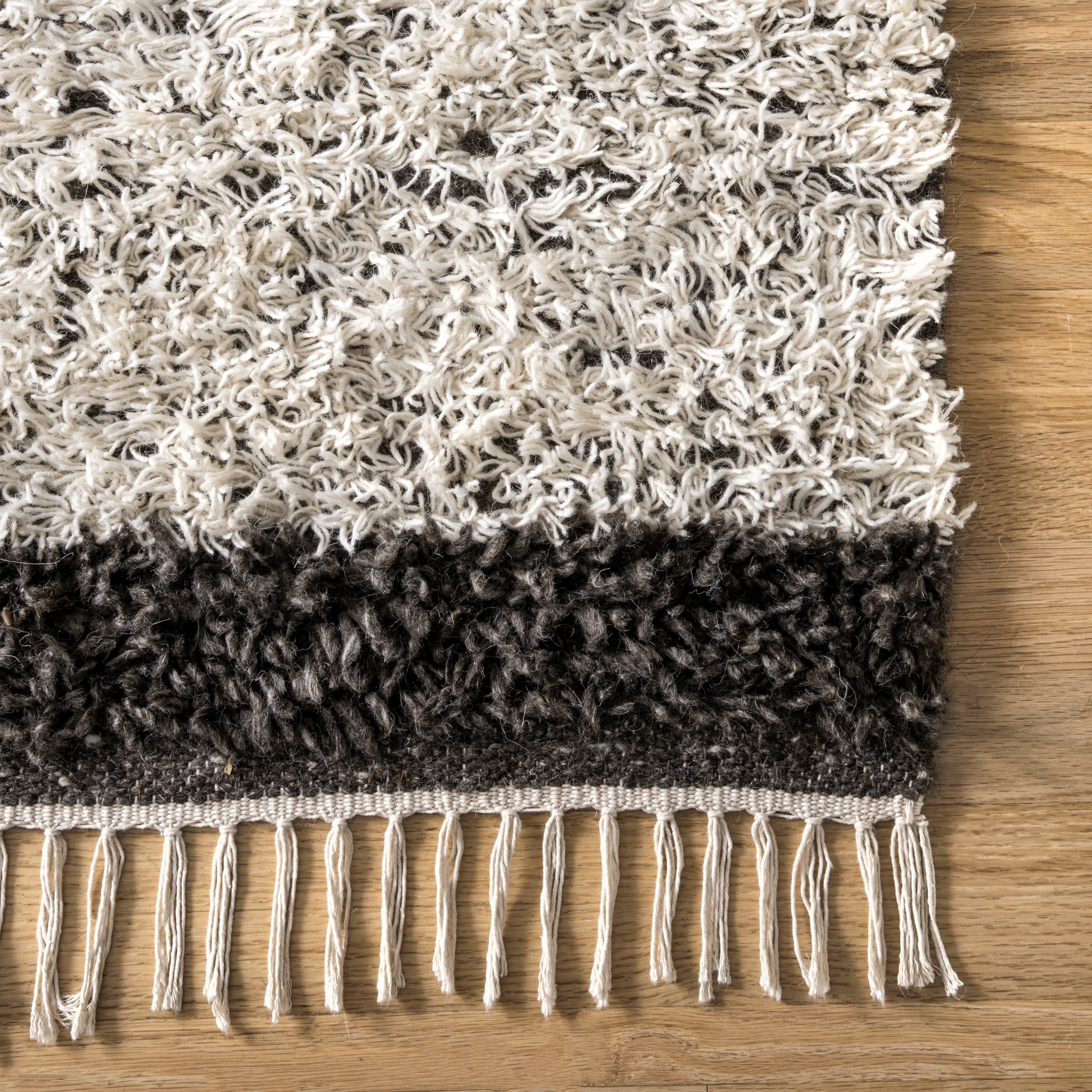 Tatanka Shag Wool Abstract Brown and Beige 4' x 6' Area Rug