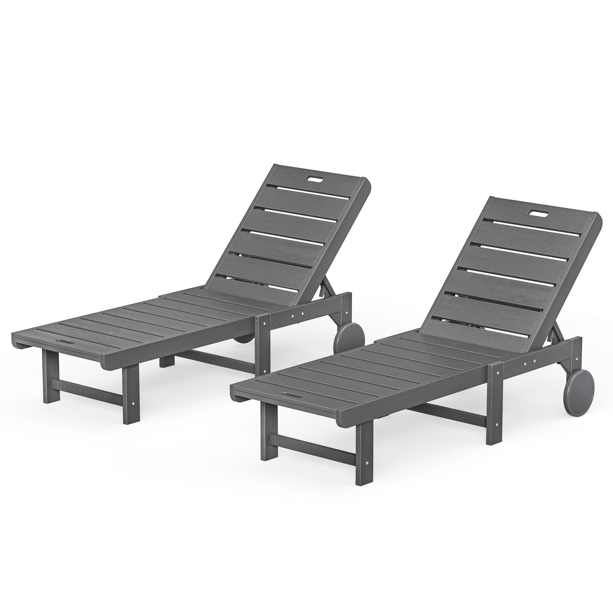 Yurevna A2JT-003-04LS Chaise lounge Set of 2 Dark Grey HDPE Frame Stationary Chaise Lounge Chair with Slat Seat