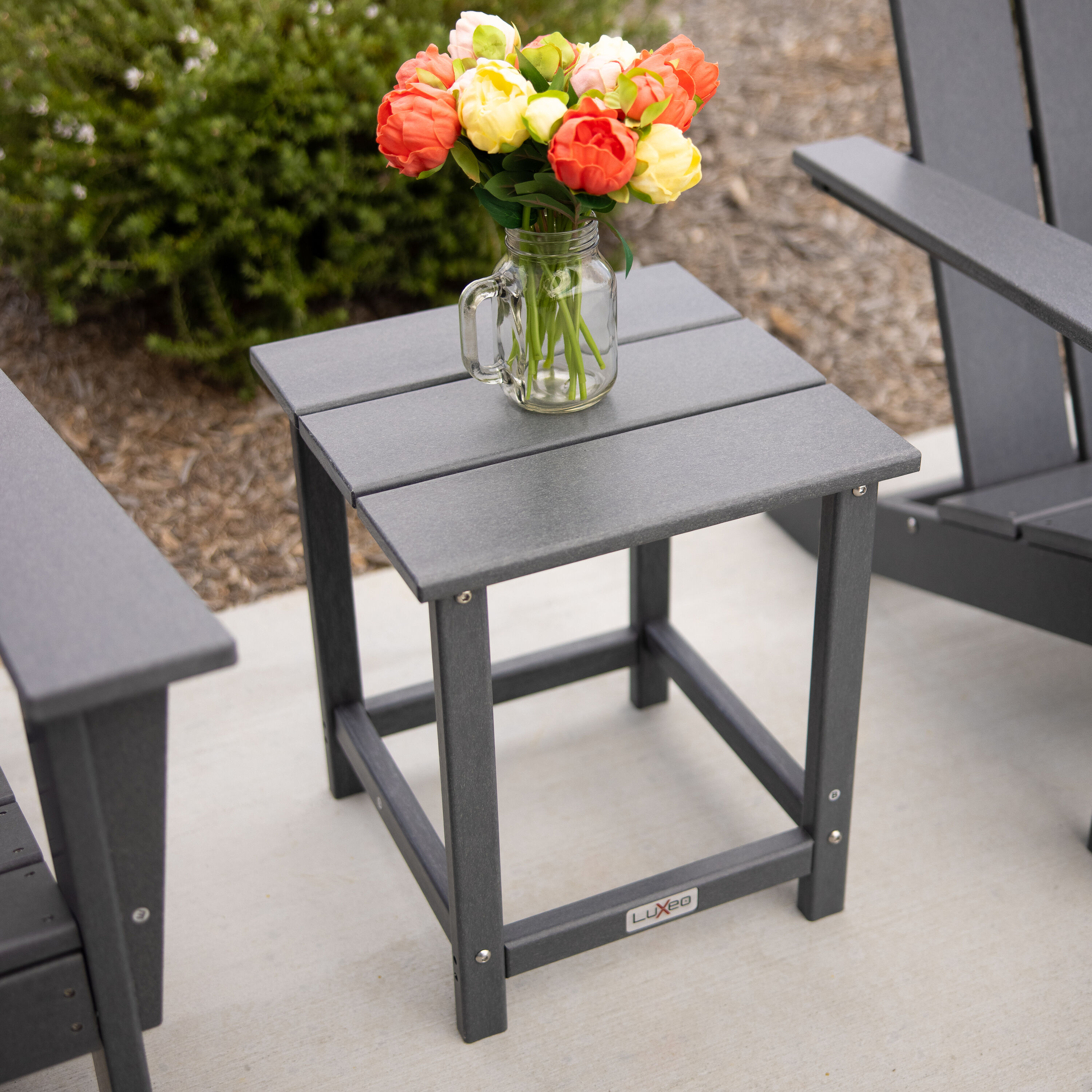 LuXeo LUX-1524-GRY-ST Vista Square Outdoor End Table 15.5-in W x 15.5-in L