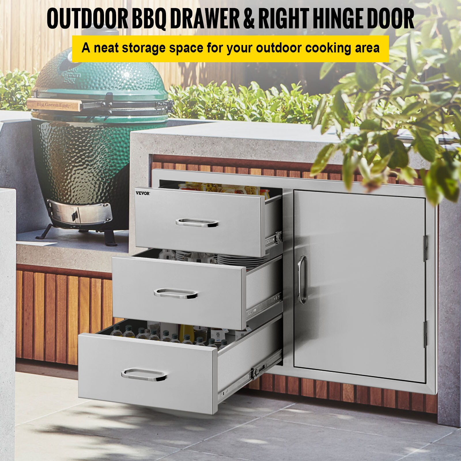 VEVOR Outdoor Kitchen Pull-Out Drawer 38.3-in W x 20.7-in D x 22.7-in H Outdoor Kitchen Cabinet