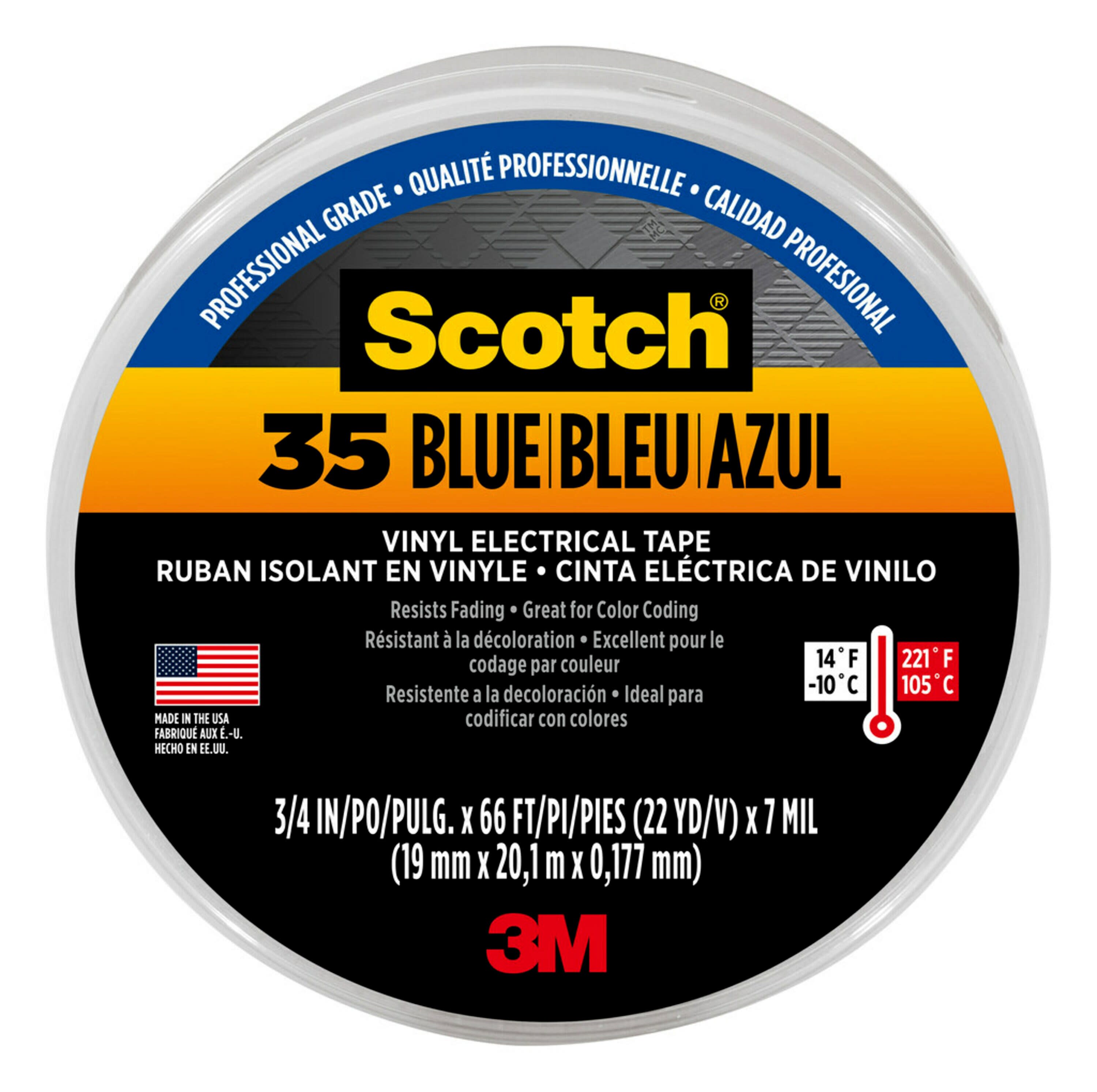 Scotch #35 Blue 0.75-in x 66-ft Vinyl Electrical Tape Blue in the