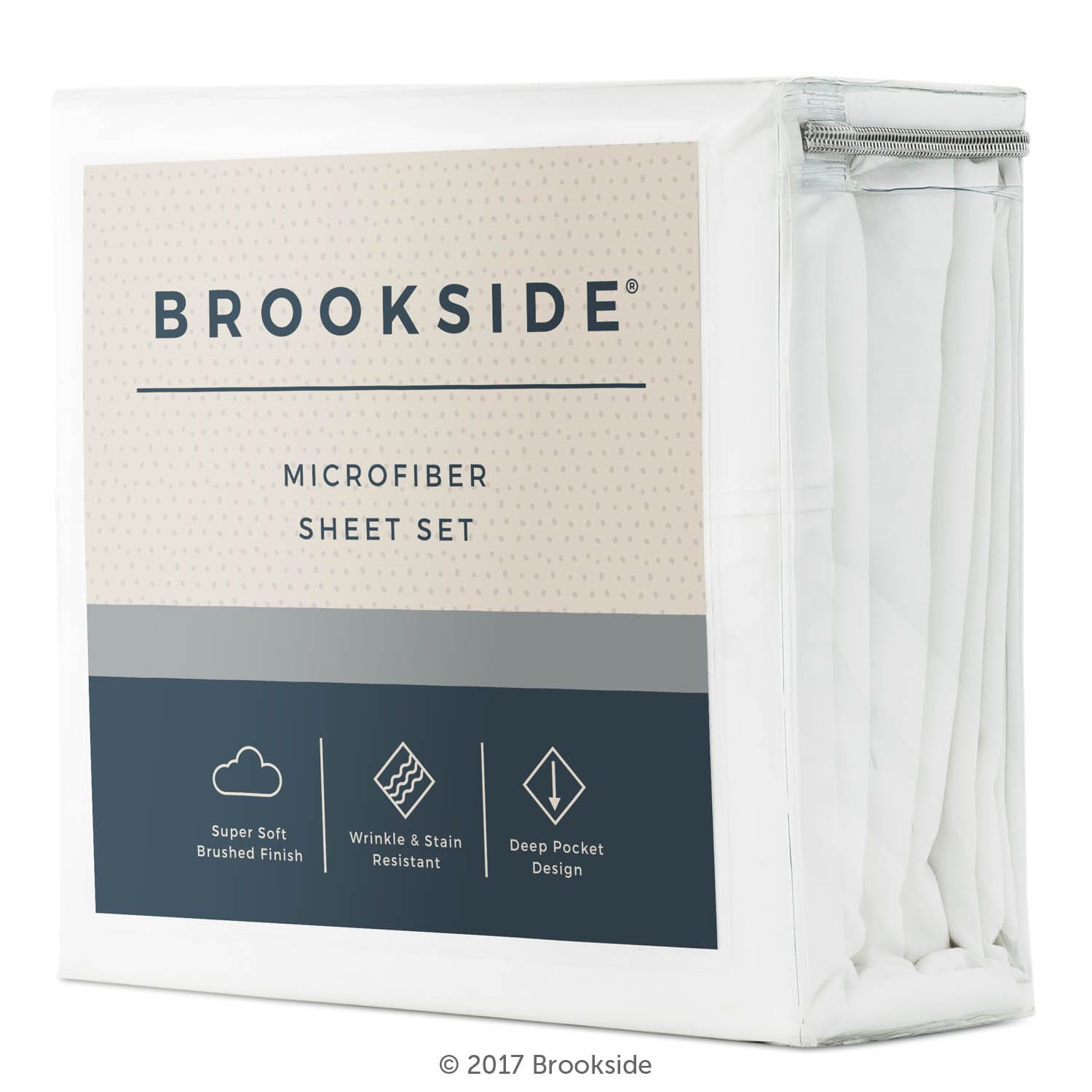 Brookside BS90SKWHMS Split king 300 -Thread Count Microfiber White 5 -Piece Bed Sheet Set