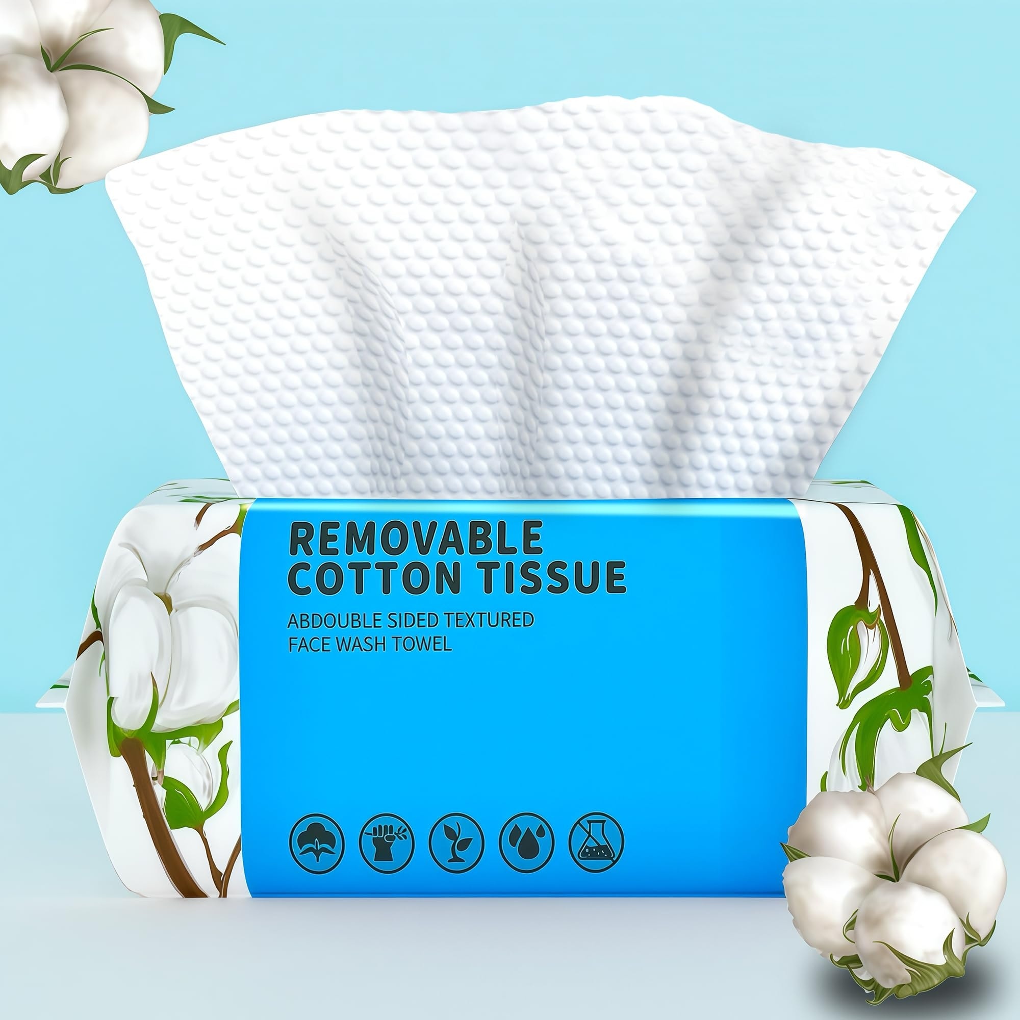 Lukvuzo  Disposable Face Towel 100 pack Soft Cotton Facial Towels Dry Wipes Thickened Dual Sided for Makeup Remover Cleansing Skincare Home Travel