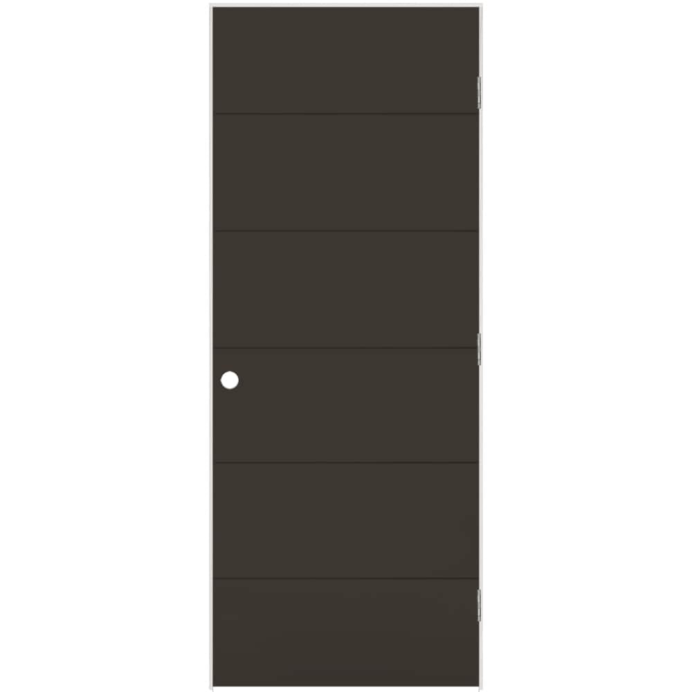 Masonite 1446469 32-in x 80-in Slate Hollow core Flush Left hand Smooth Prefinished Molded composite Flat Jamb Single Prehung Interior Door