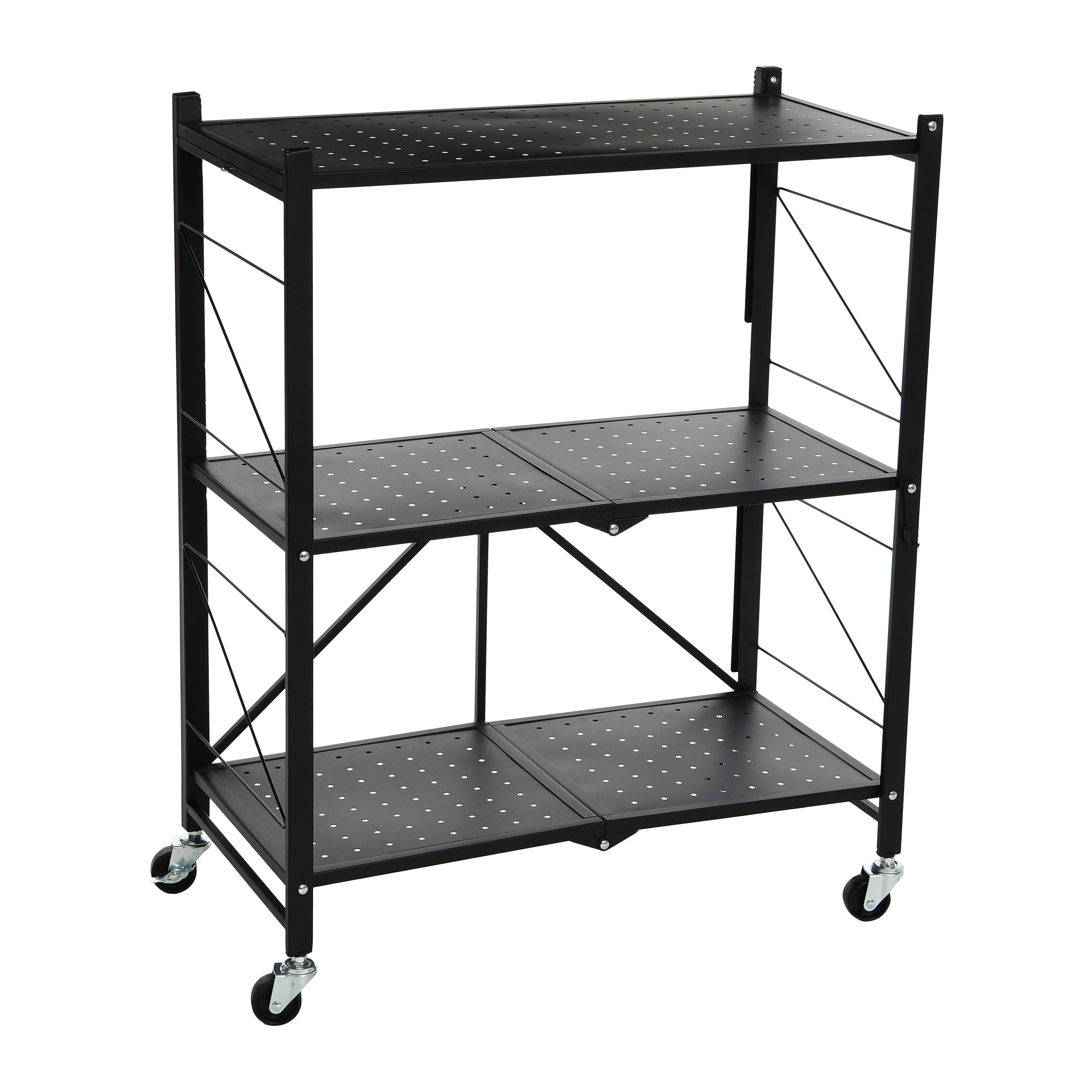 Household Essentials Metal 3Tier Foldable Utility RackBlack #HE1001