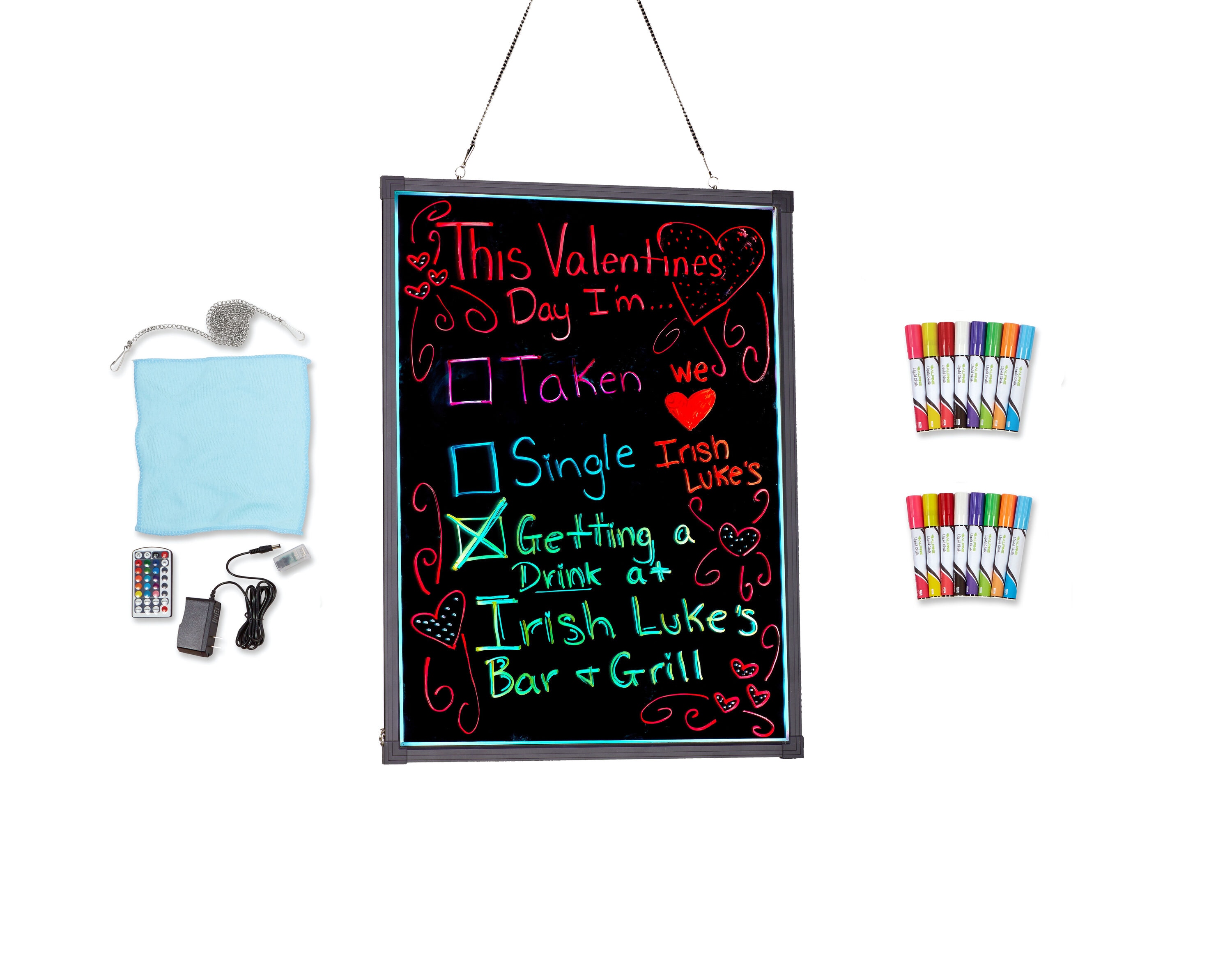 Alpine Industries LED Illuminated Hanging Message Writing Board (16 x 24)