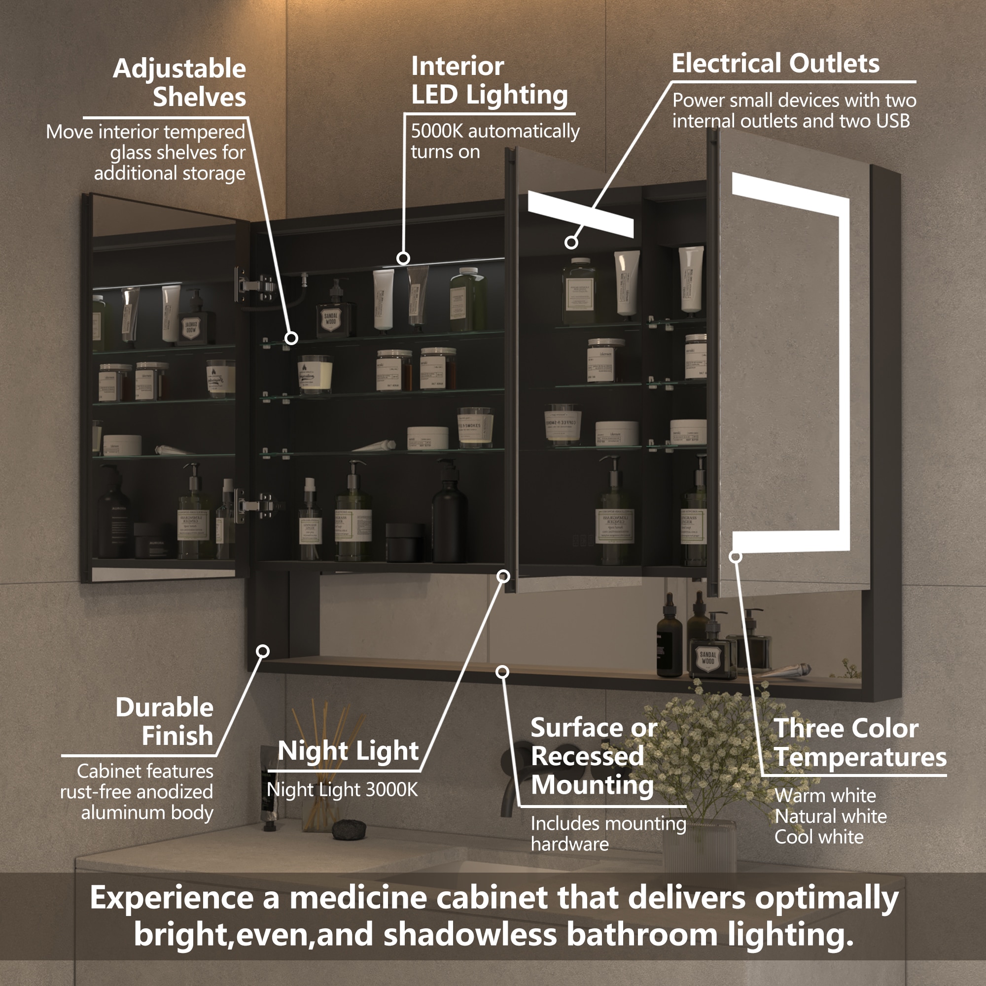 Forclover JSEX4832VFB Bathroom-Medicine-Cabinets - View #2