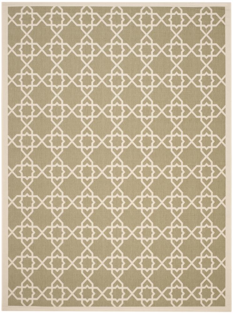 Safavieh CY6032-244-9 Courtyard Rouen 9 x 12 (ft) Loomed Polypropylene Green/Beige Rectangular Indoor/Outdoor Geometric Coastal Area rug