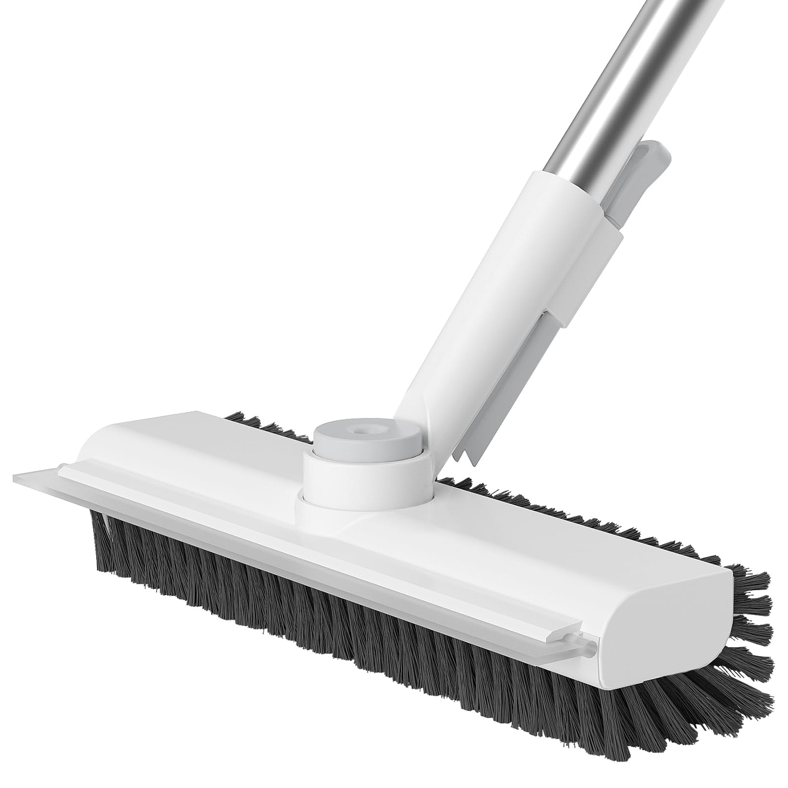 Etokfoks  50 in Floor Scrub Brush 3 in 1 Scraper and Stiff Bristle Broom with Rotating Head for Bathroom Shower 1 Pack