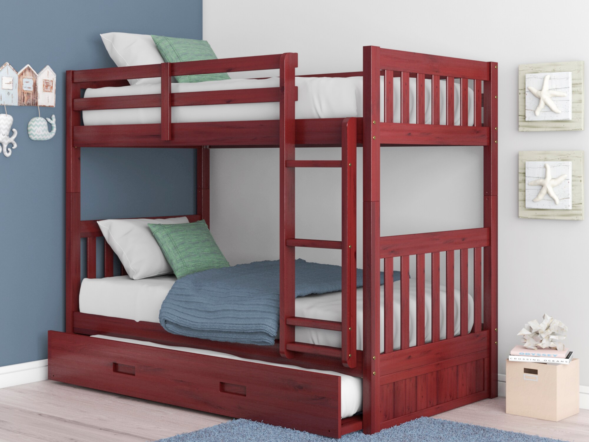 OSHOME 2811TRU-22 Rich Merlot Twin over twin Bunk Bed