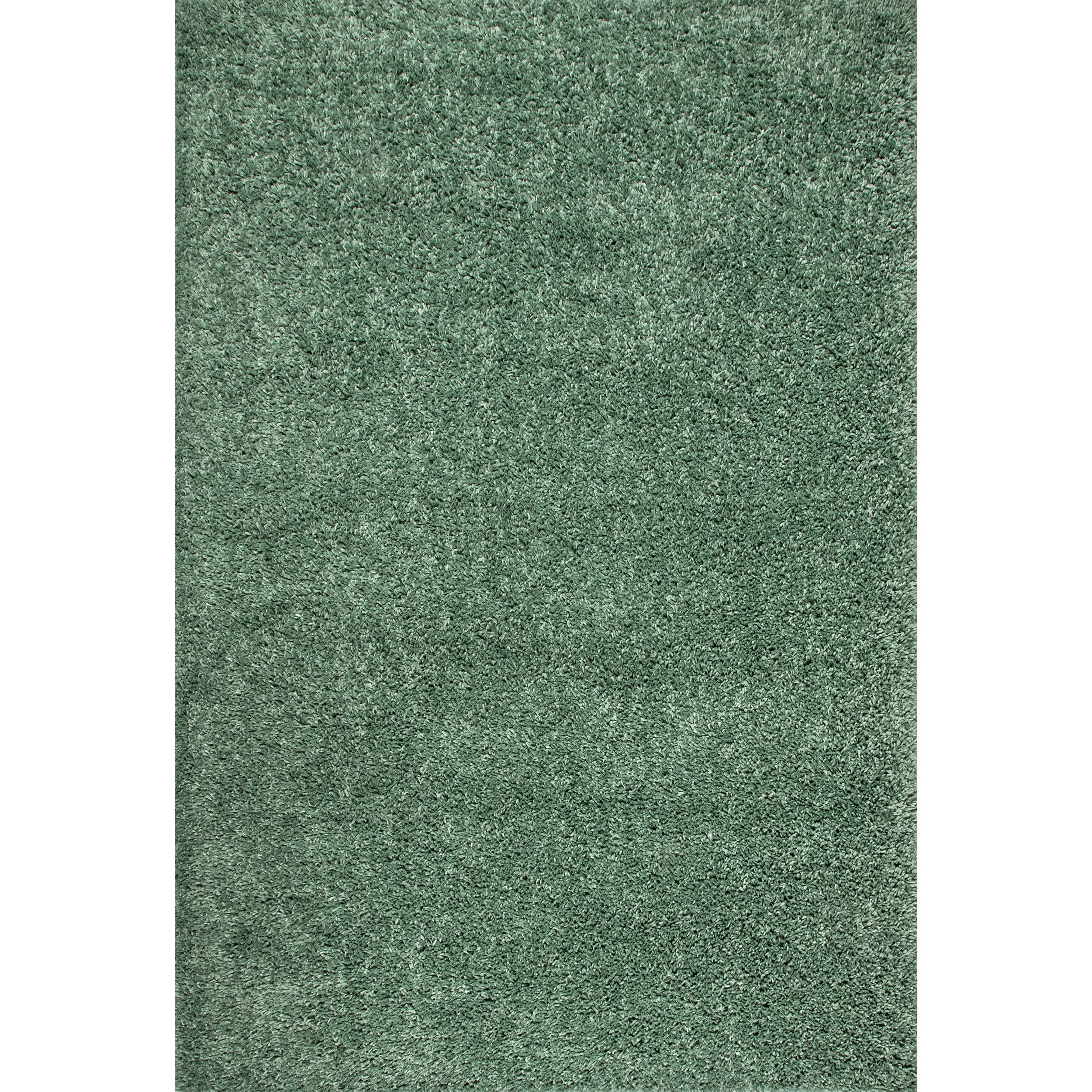 Kara Green Round 6' Thick Shag Synthetic Area Rug