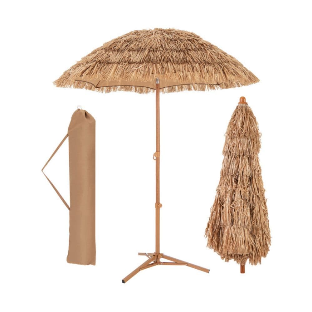 WELLFOR TDS10391 8-ft Steel Tan Market Patio Umbrella
