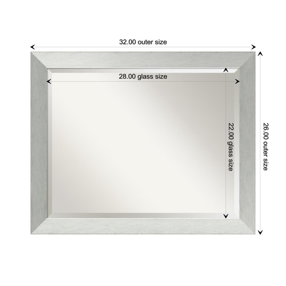 Brushed Sterling Silver Rectangular Wood Wall Mirror 26 x 32 in.