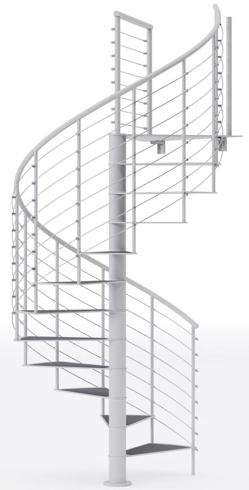 Mylen Stairs CS60W14WS13 Hayden 60-in x 15.75-ft 1 Platform Rails White Spiral Staircase Kit , Fits Height: 127.5-in to 142.5-in (14 treads) ( 14 Treads )