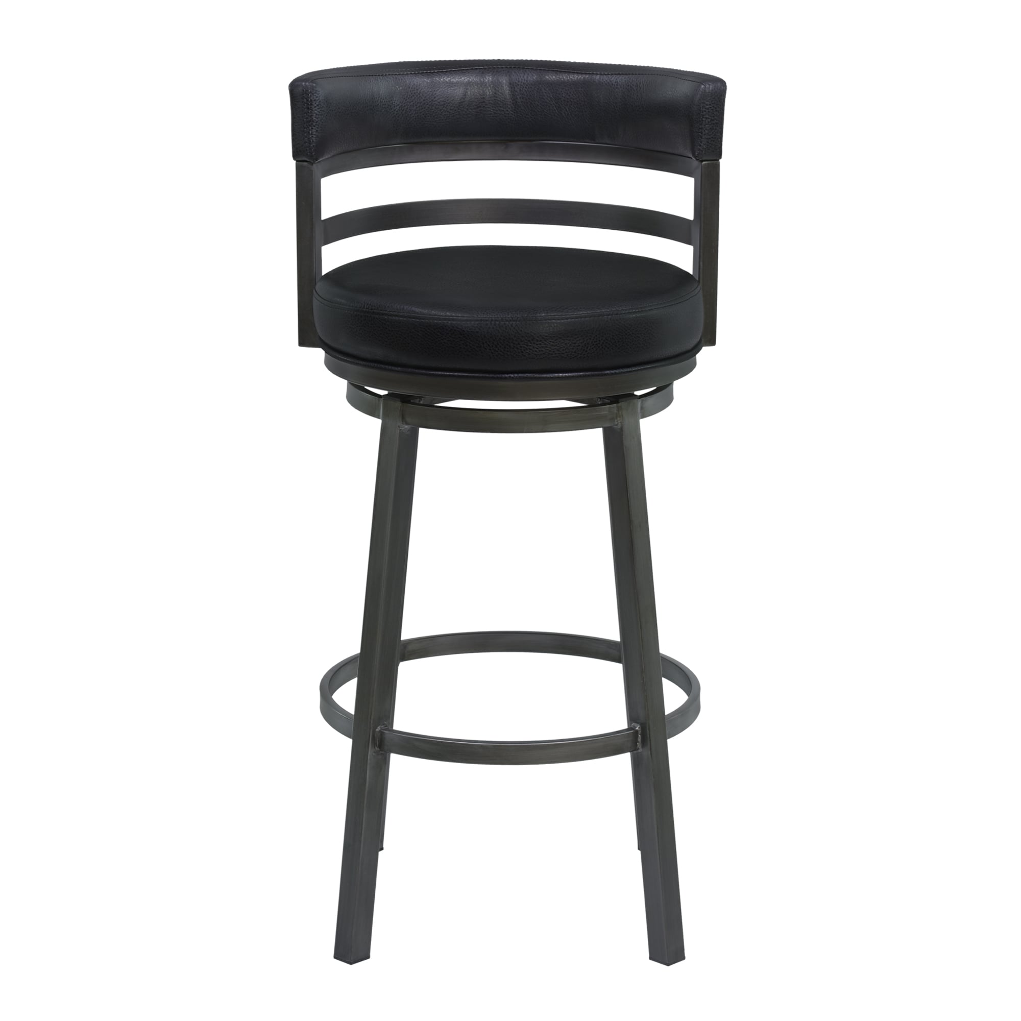Armen Living 721535746897 Mineral Finish 26.0-in H Counter height Bucket seat Upholstered Swivel Metal Bar Stool with Arms