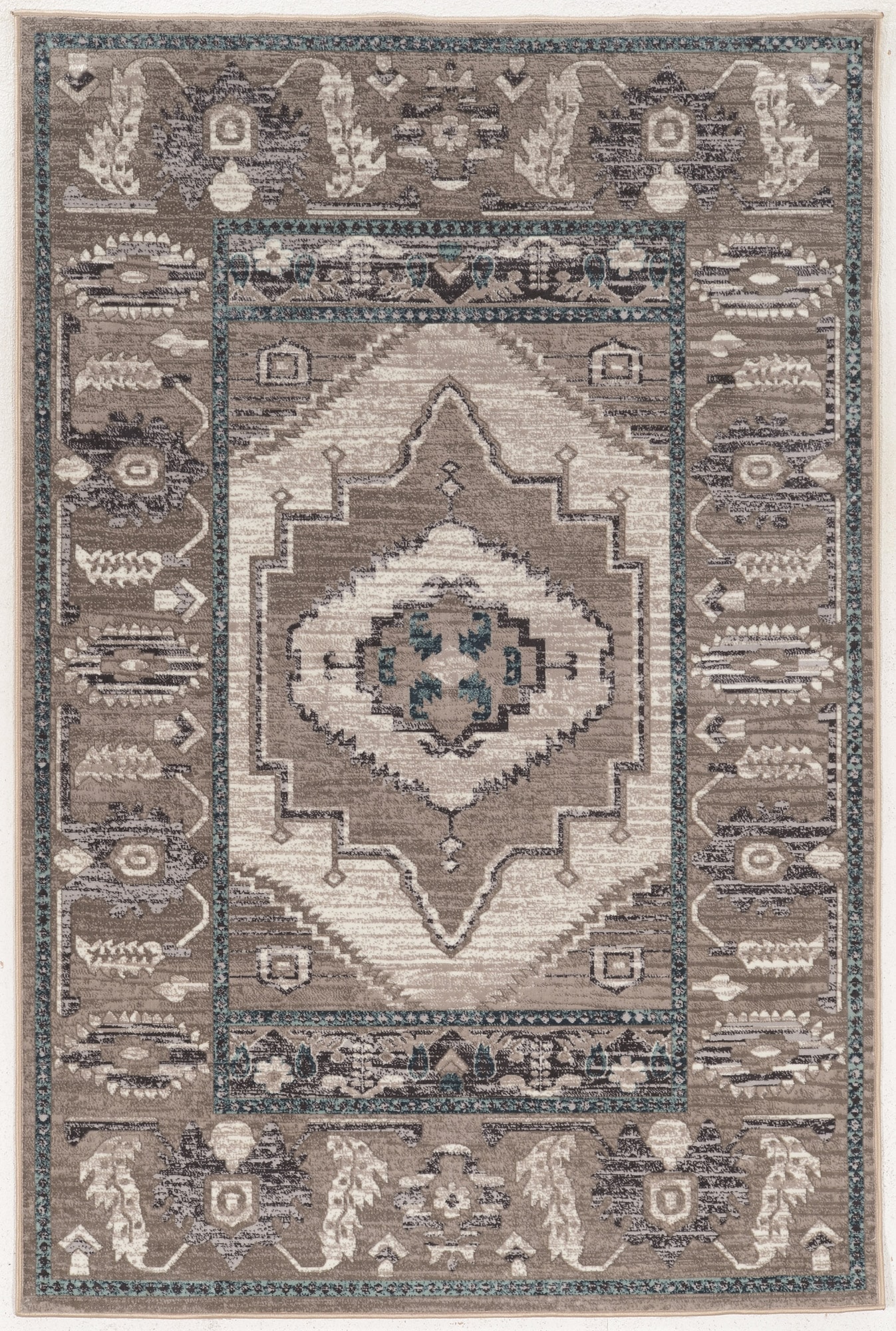 Linon RUGVT2881 Vintage 8 x 10 (ft) Loomed Polyester Gray Rectangular Indoor Distressed/Overdyed Area rug