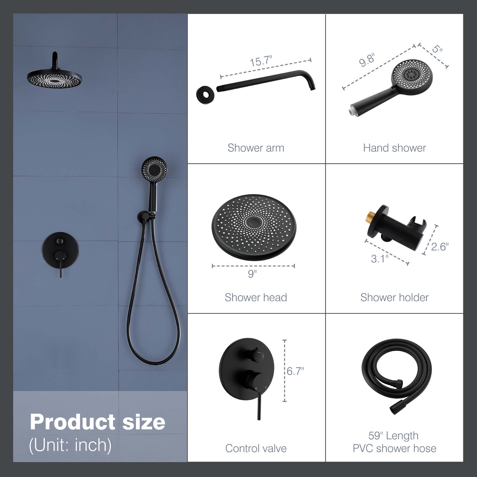 Boyel Living BL33004B Showerhead-Bar-Panels - View #5