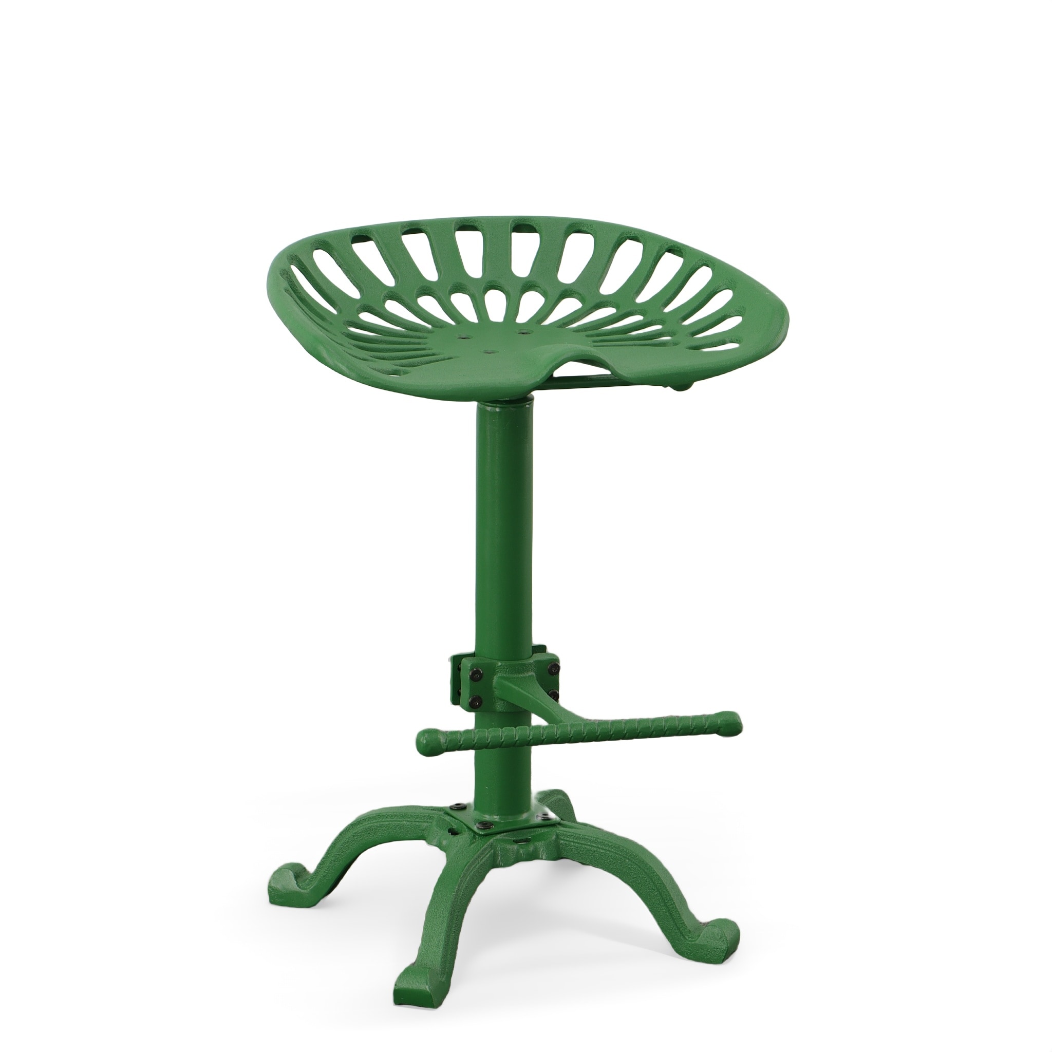 Vintage Industrial Green Metal Adjustable Tractor Seat Stool