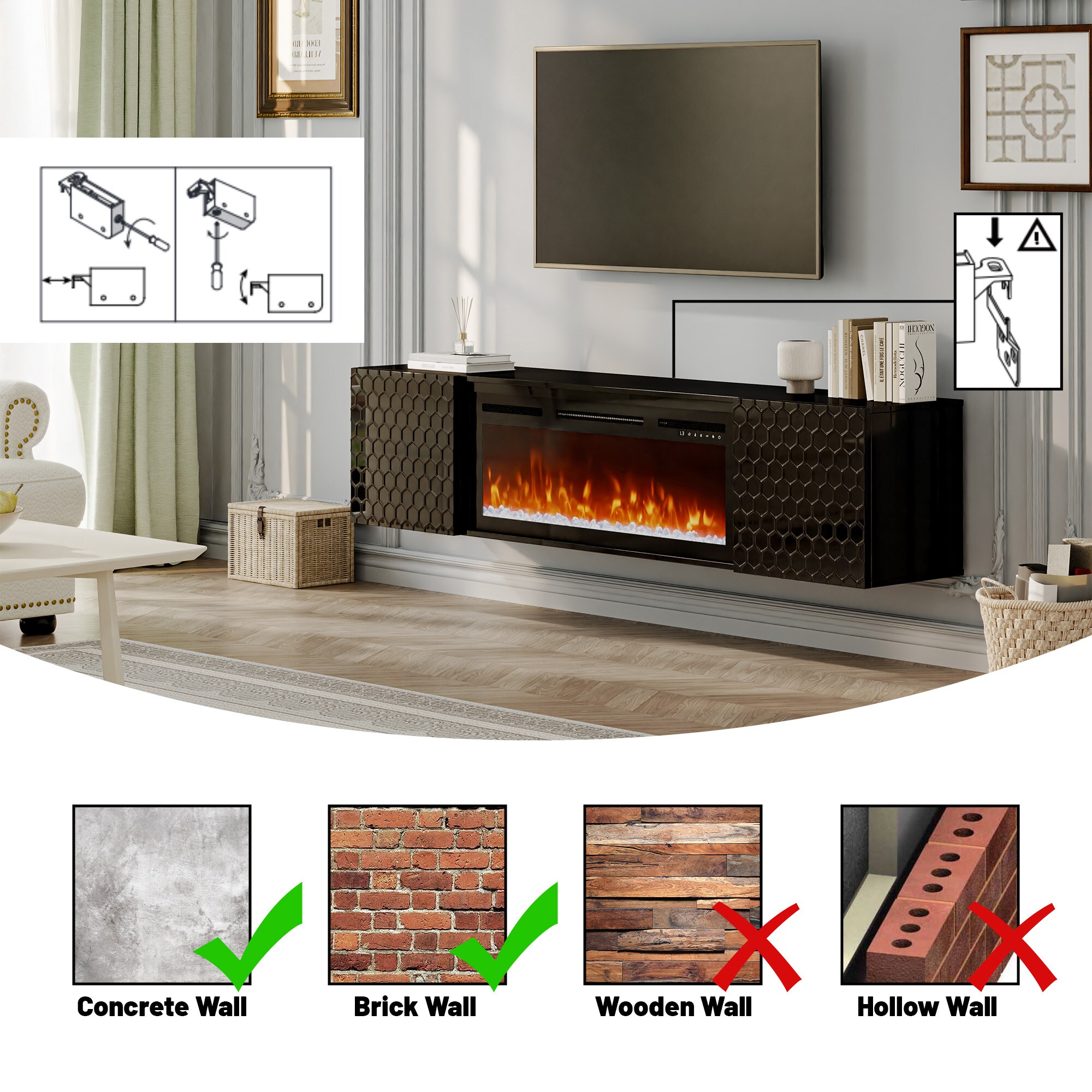 Clihome CL-WMTVS017-EXP-F018 Electric-Fireplaces - View #6