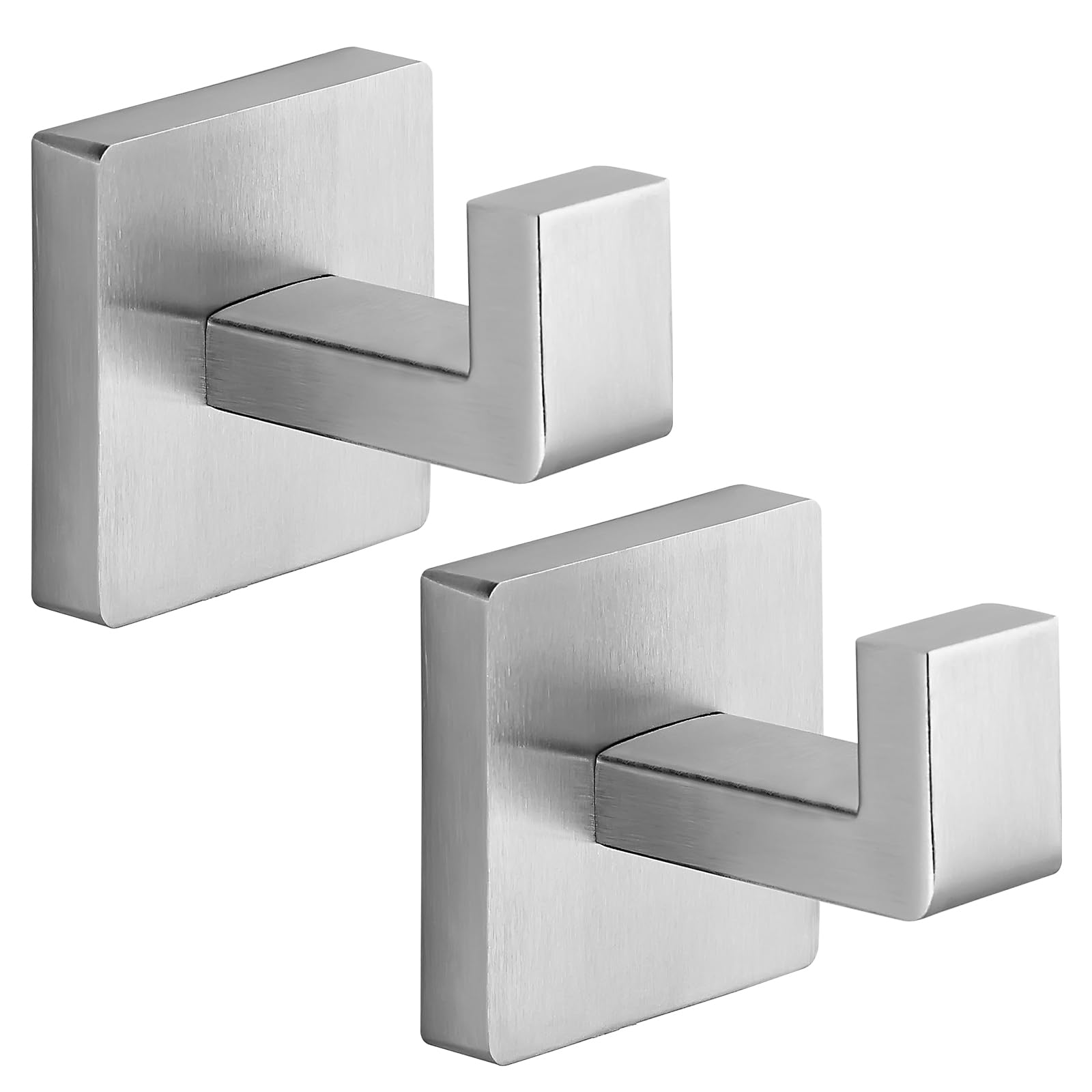 LAIFUCAM  Heavy Duty Stainless Steel Towel Hooks Wall Mounted Square Robe Hooks Brushed Nickel for Bathroom Kitchen Bedroom Hotel Rust Resist