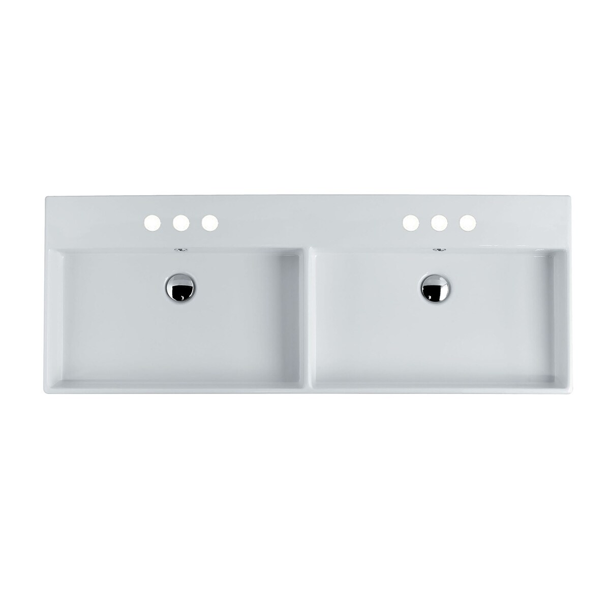 WS Bath Collections UNLIMITED 140.03 Unlimited Ceramic Wall-mount Rectangular Trough Modern Glossy White Bathroom Sink ( 55.5-Inches x 17.8-Inches )