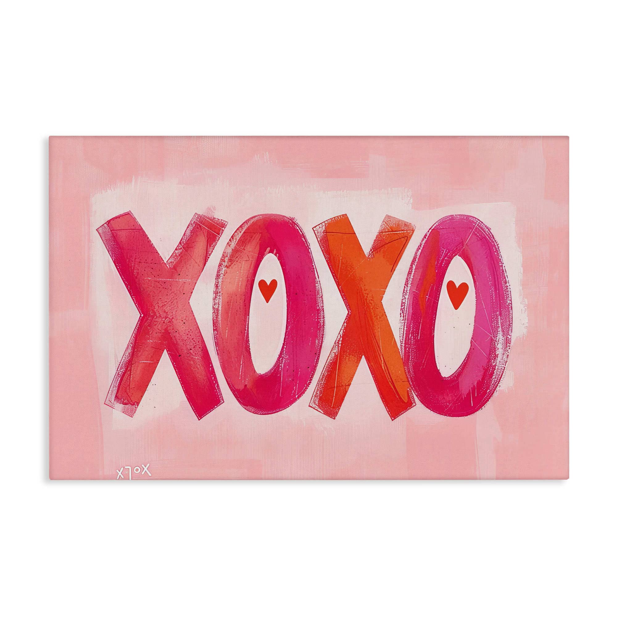Stupell Industries BT-652-CN-24X36 Pink XOXO with Hearts Canvas design by LSR Design Studio