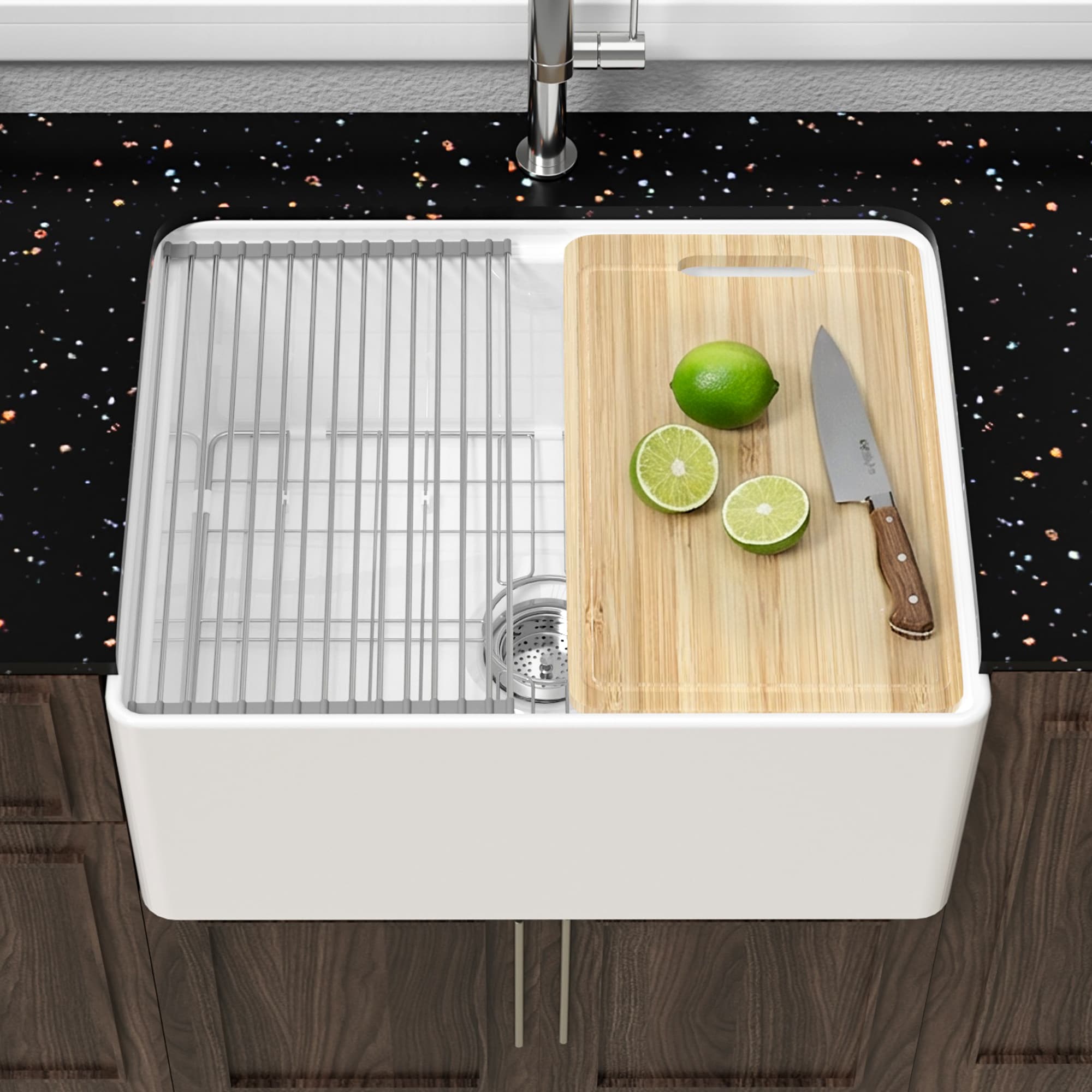 Miuara White Farmhouse Workstation Sink 24 Inch Small Fireclay Apron Front Kitchen Sink Undermount 24in x18in x10in Farm House Style Heavy Duty Deep Single Bowl for Kitchen Small Space
