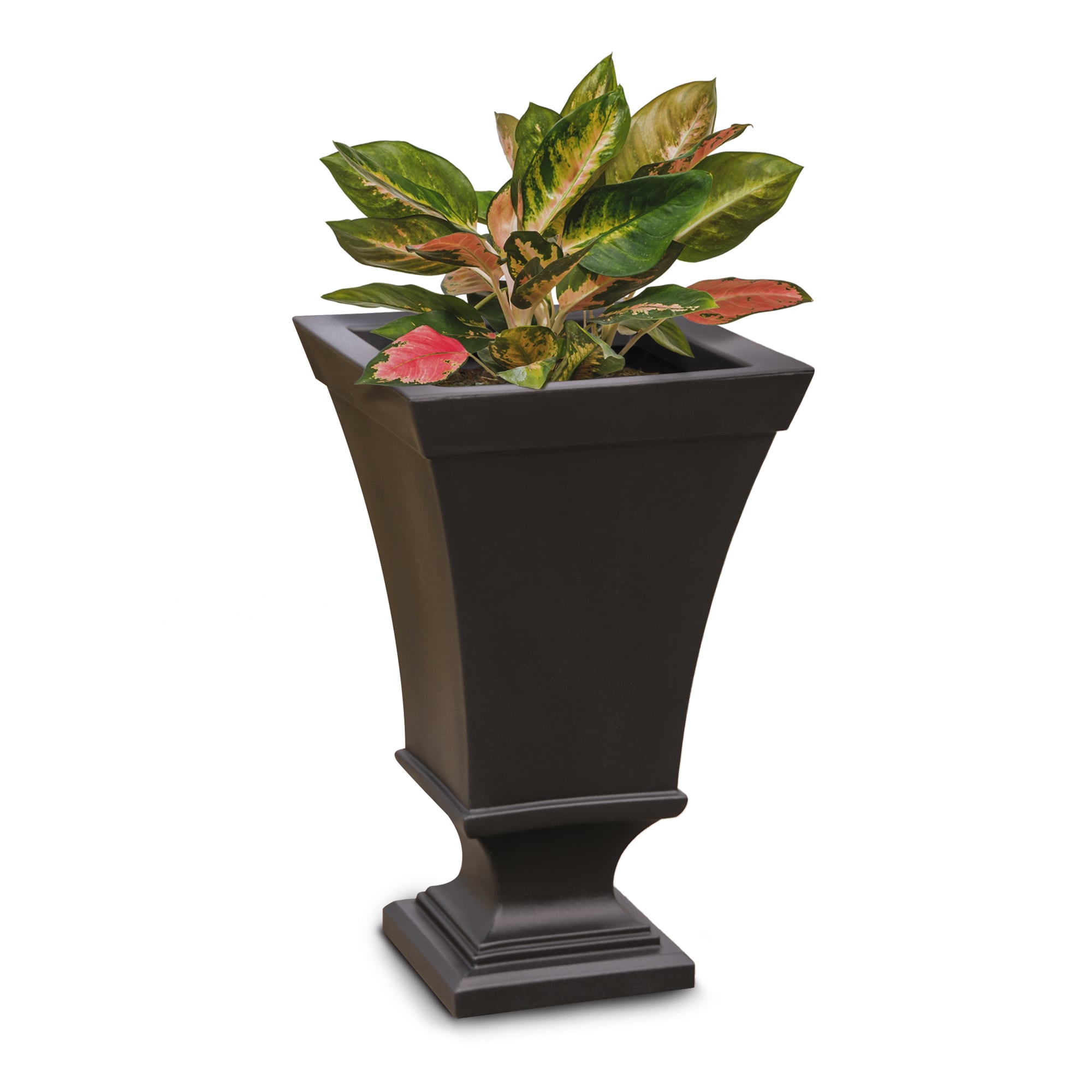 Mayne 5892-ES Square 15.8-Inches W Large Brown Plastic Indoor/Outdoor Planter with Self Watering