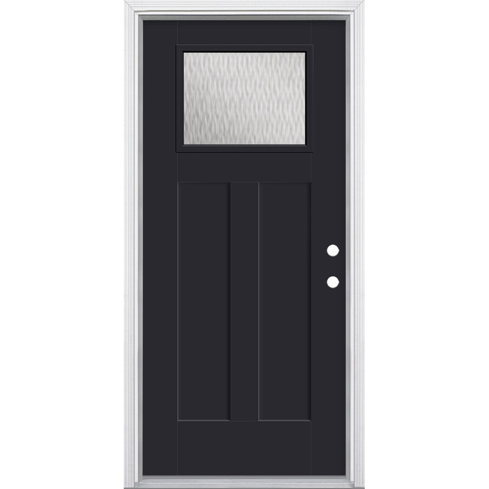 Masonite 627891 36-in x 80-in x 4-9/16-in Fiberglass Craftsman Left-hand inswing Peppercorn Painted Prehung Front Door with Brickmould Insulating core
