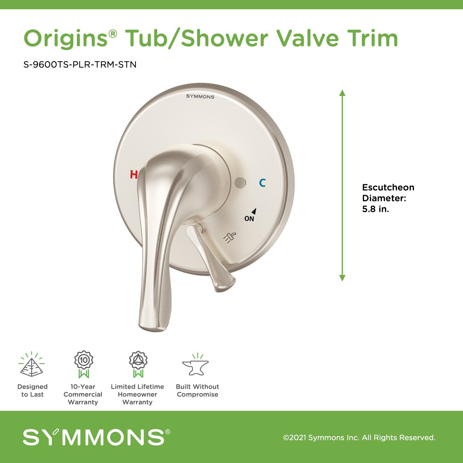 Symmons S-9600TS-PLR-TRM-STN Shower-Handles - View #2