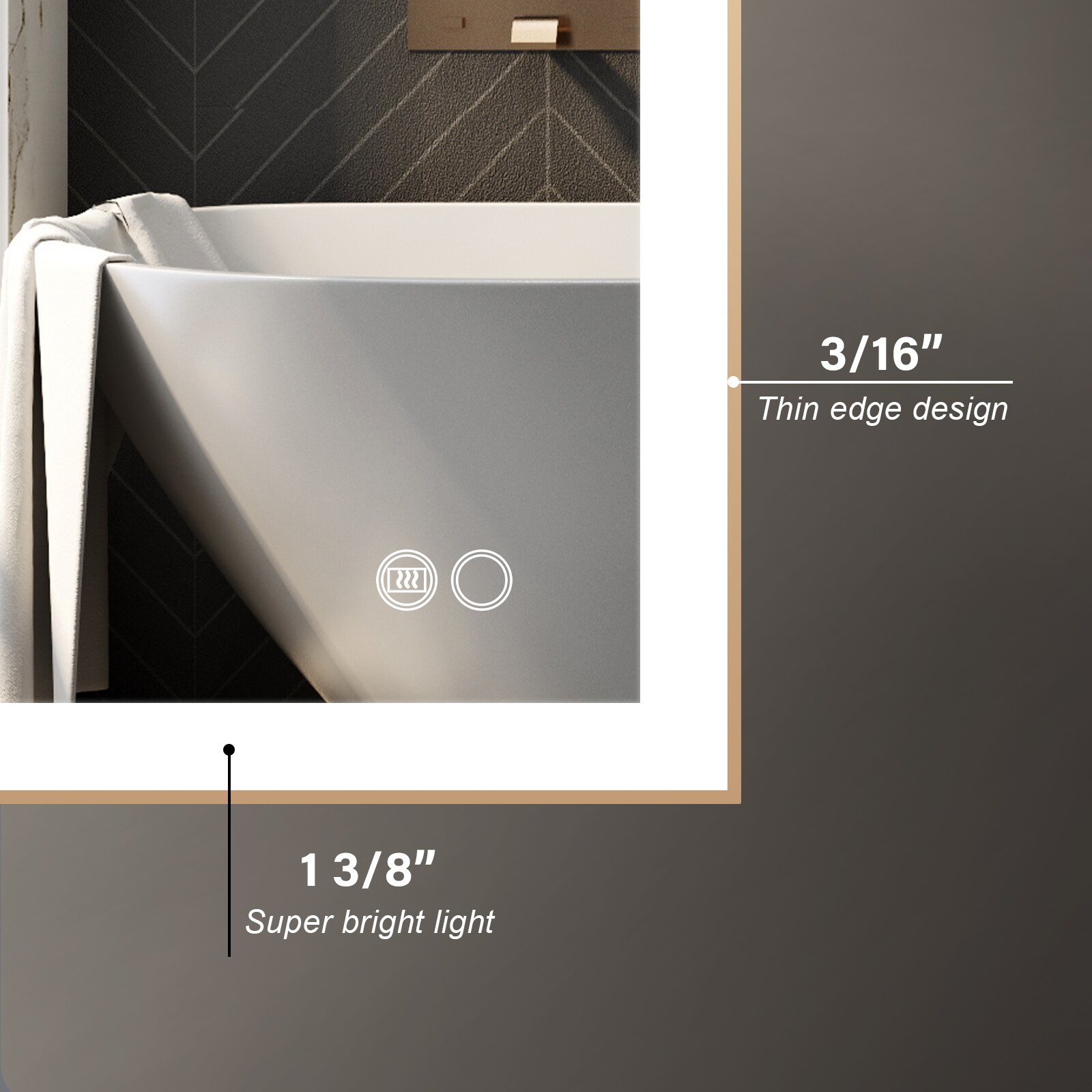 WELLFOR W5FM4032GD Framed-Bath-Mirrors - View #4
