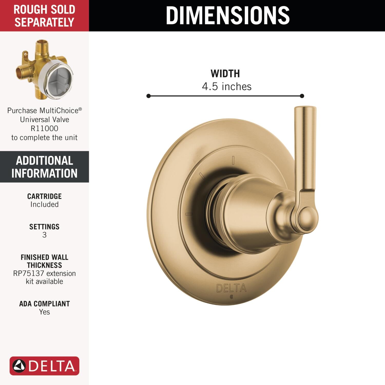 Delta T11835-CZ Bath-Shower-Facc - View #2