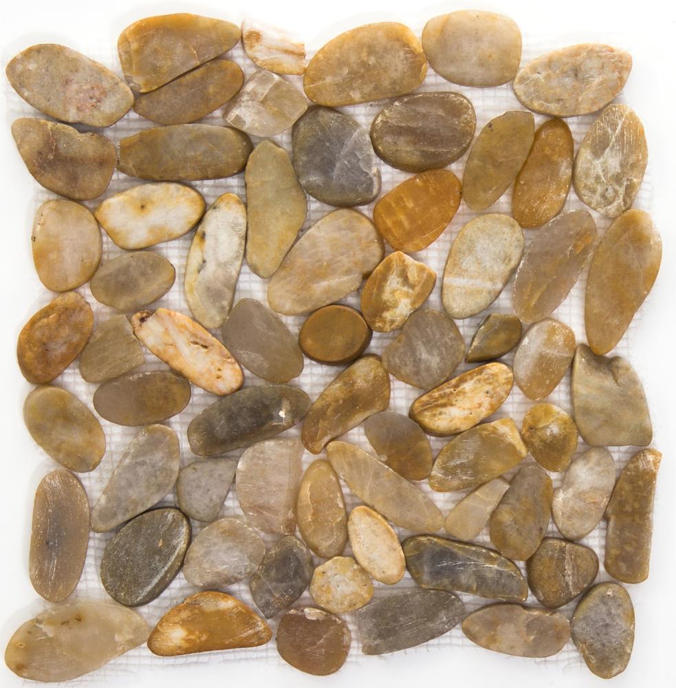 Emser Flat Rivera Pebble 10-Pack Gold Natural Stone Border Tile (12-in x 12-in)